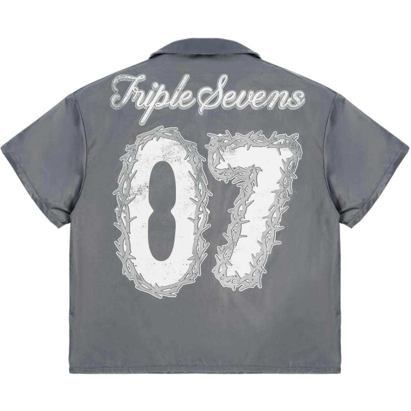 Triple Sevens Nylon Button Up Shirt Grey