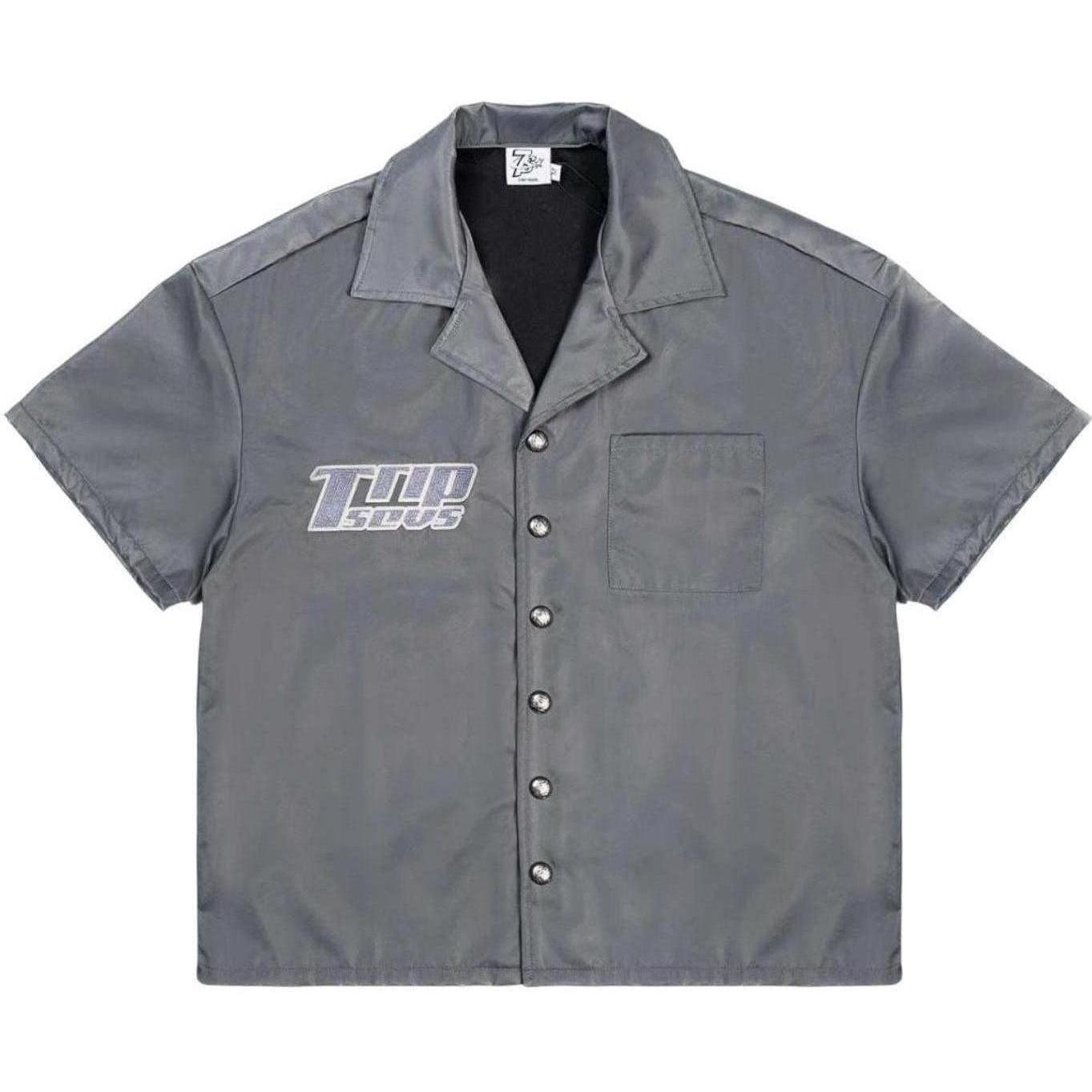 Triple Sevens Nylon Button Up Shirt Grey