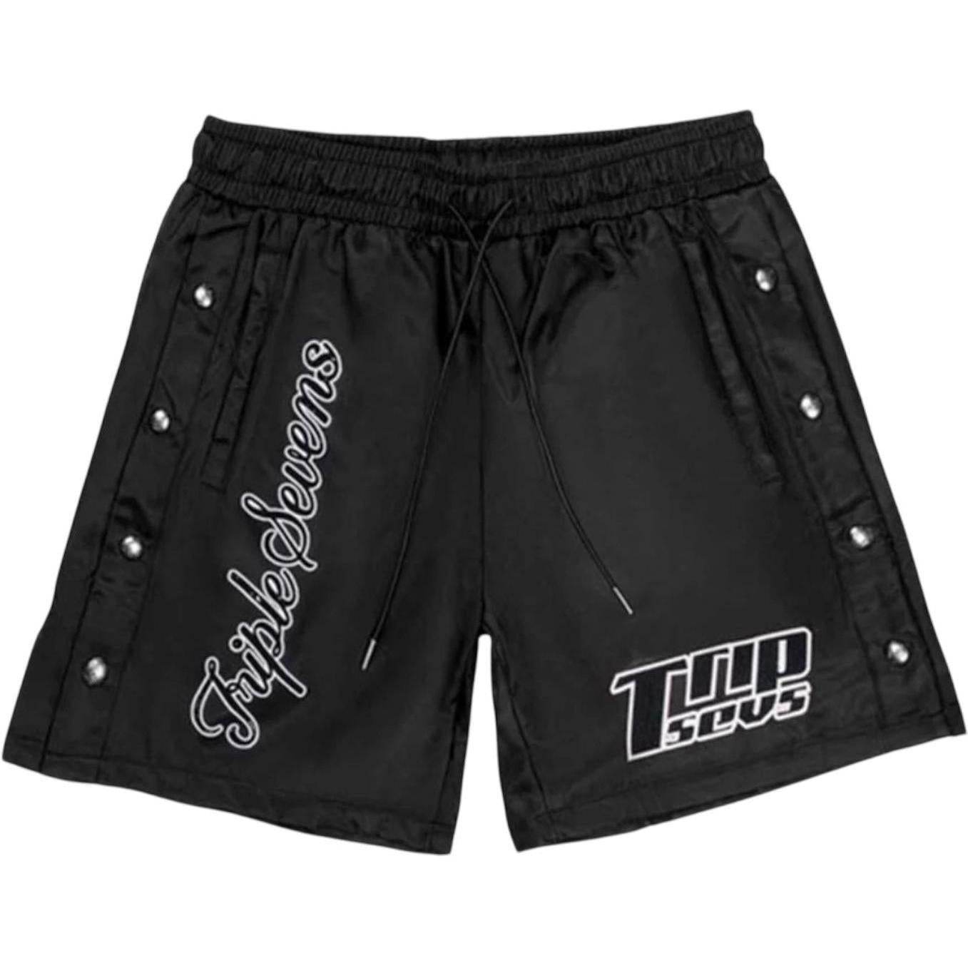 Triple Sevens Nylon Button Up Shorts Black
