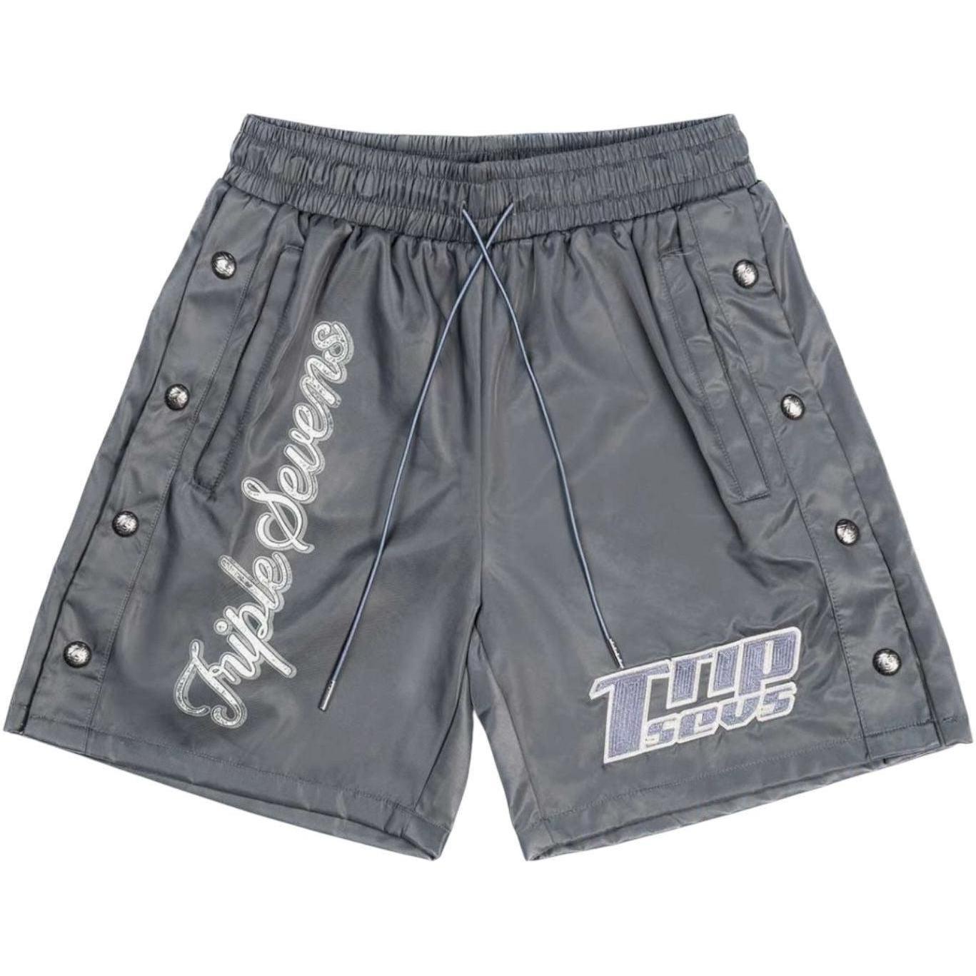 Triple Sevens Nylon Button Up Shorts Grey