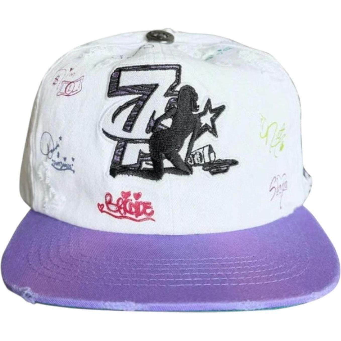 Triple Sevens x Booby Trap Logo Snapback Hat White