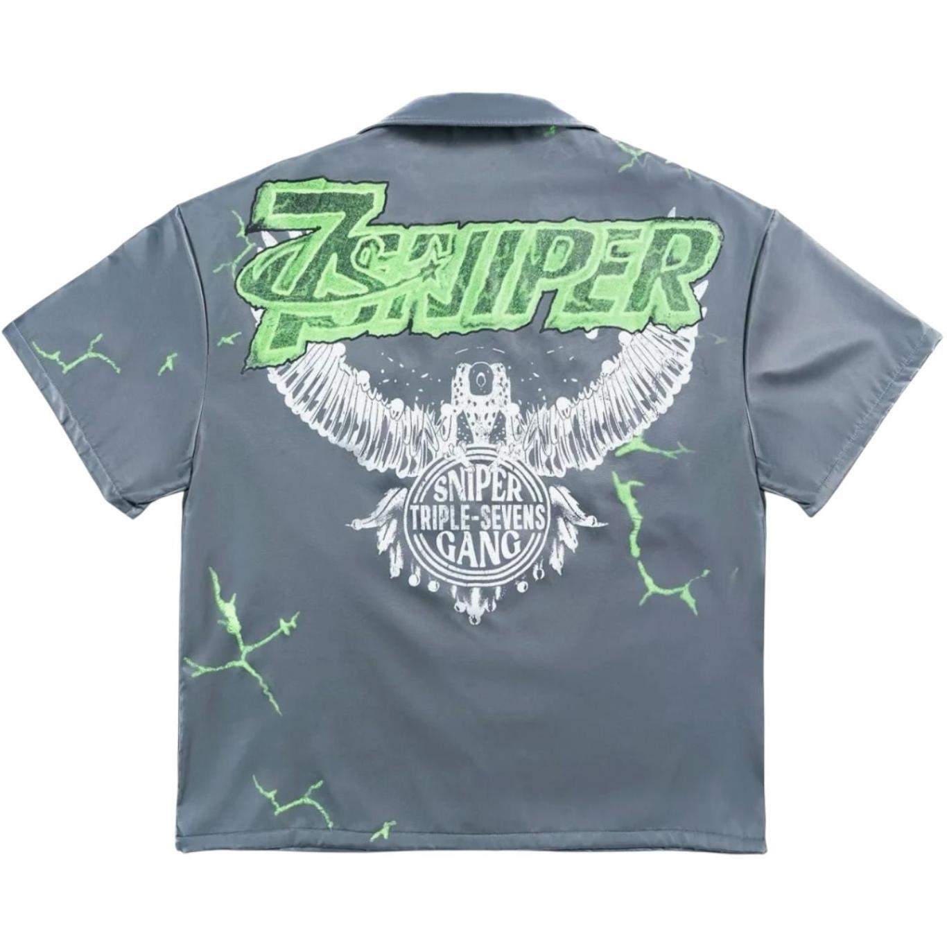 Triple Sevens x Sniper Gang 7Sniper Nylon Button Up Grey