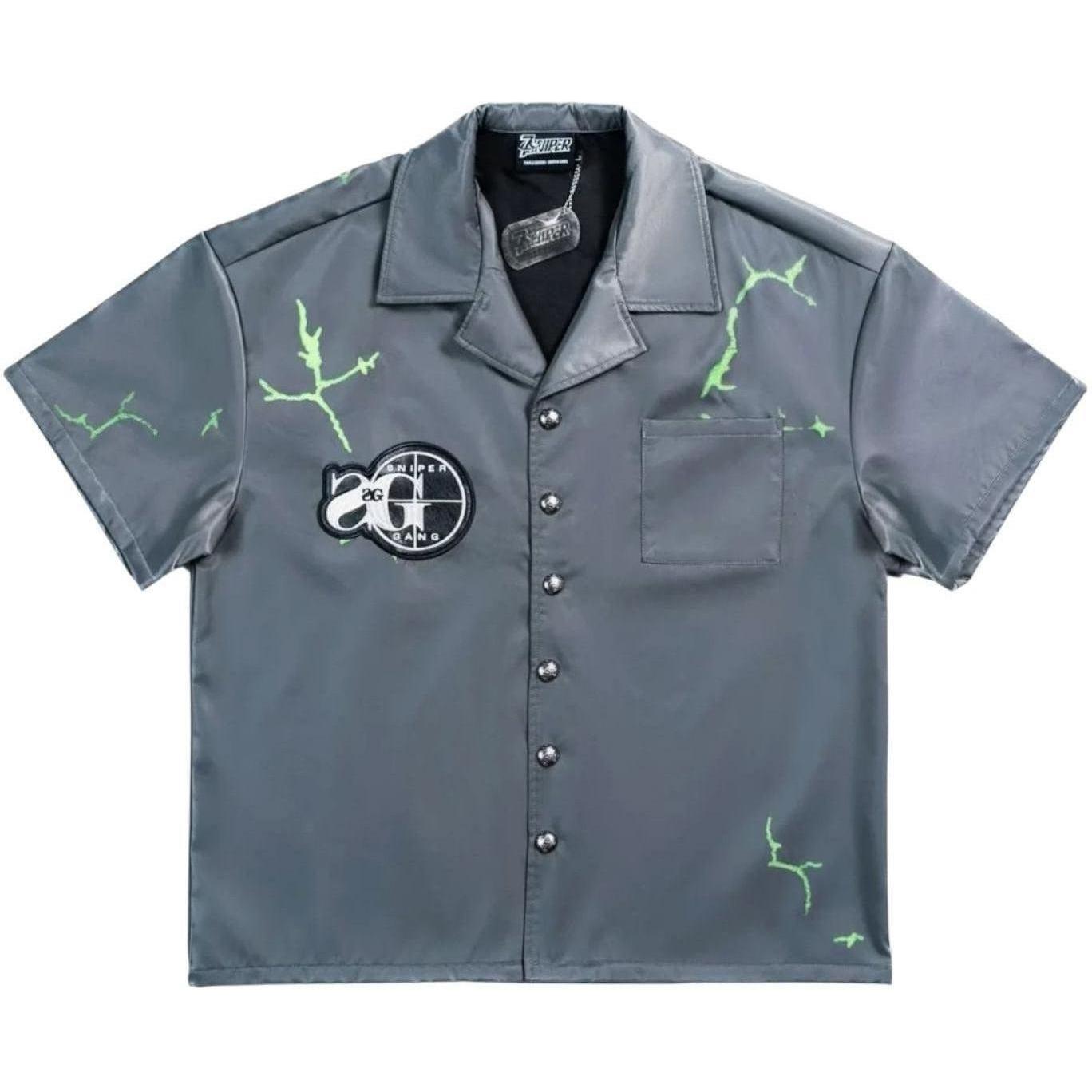 Triple Sevens x Sniper Gang 7Sniper Nylon Button Up Grey