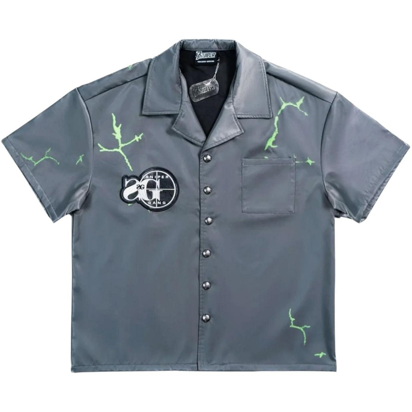 Triple Sevens x Sniper Gang 7Sniper Nylon Button Up Grey