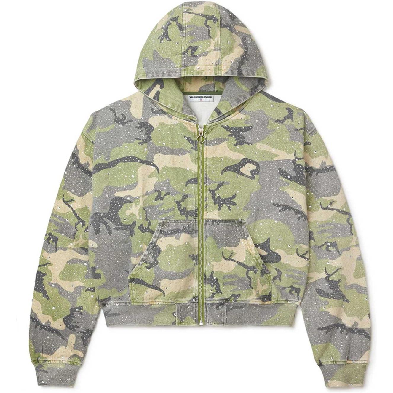 Vale Crystal Camo Work Zip Up Jacket Green