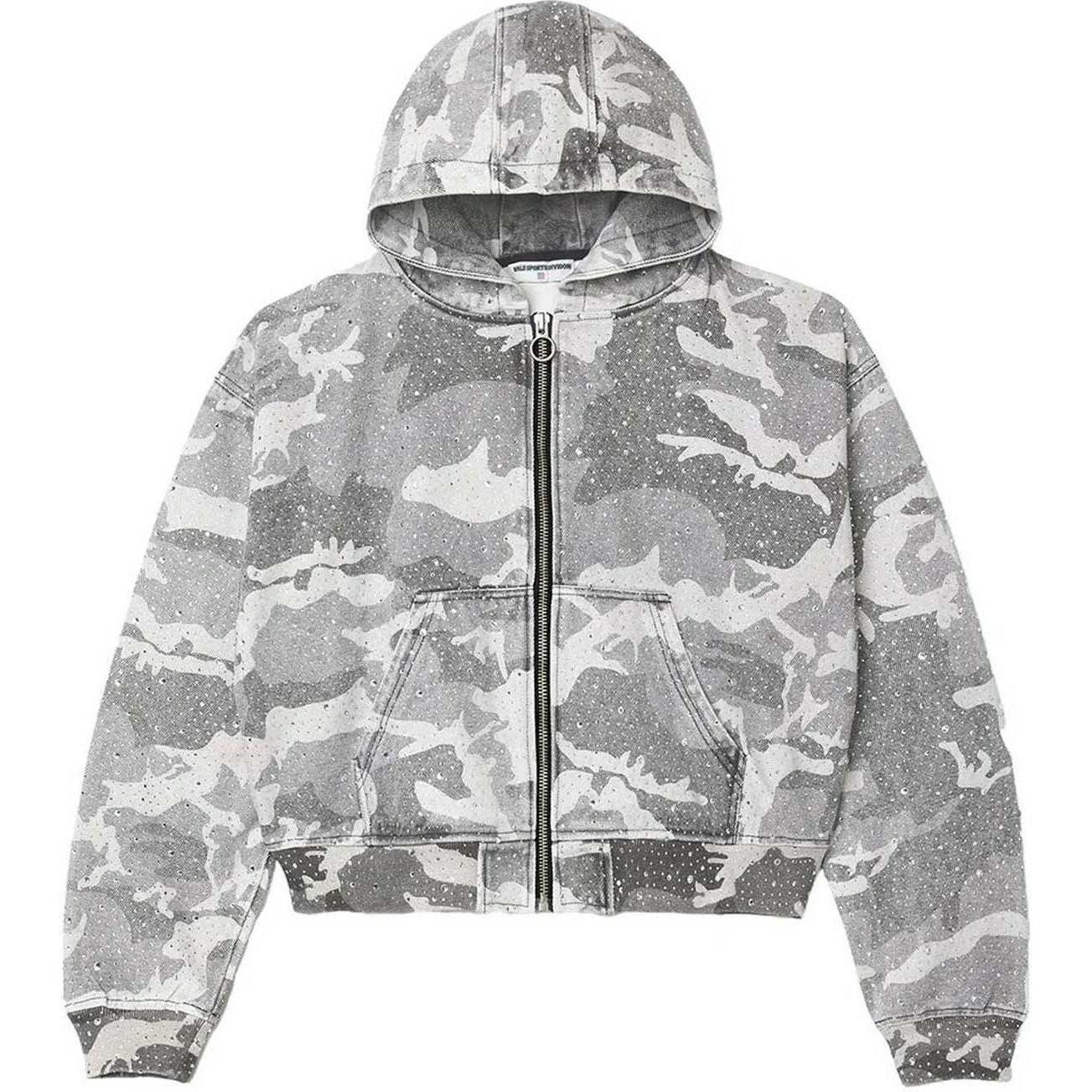 Vale Crystal Camo Work Zip Up Jacket Grey