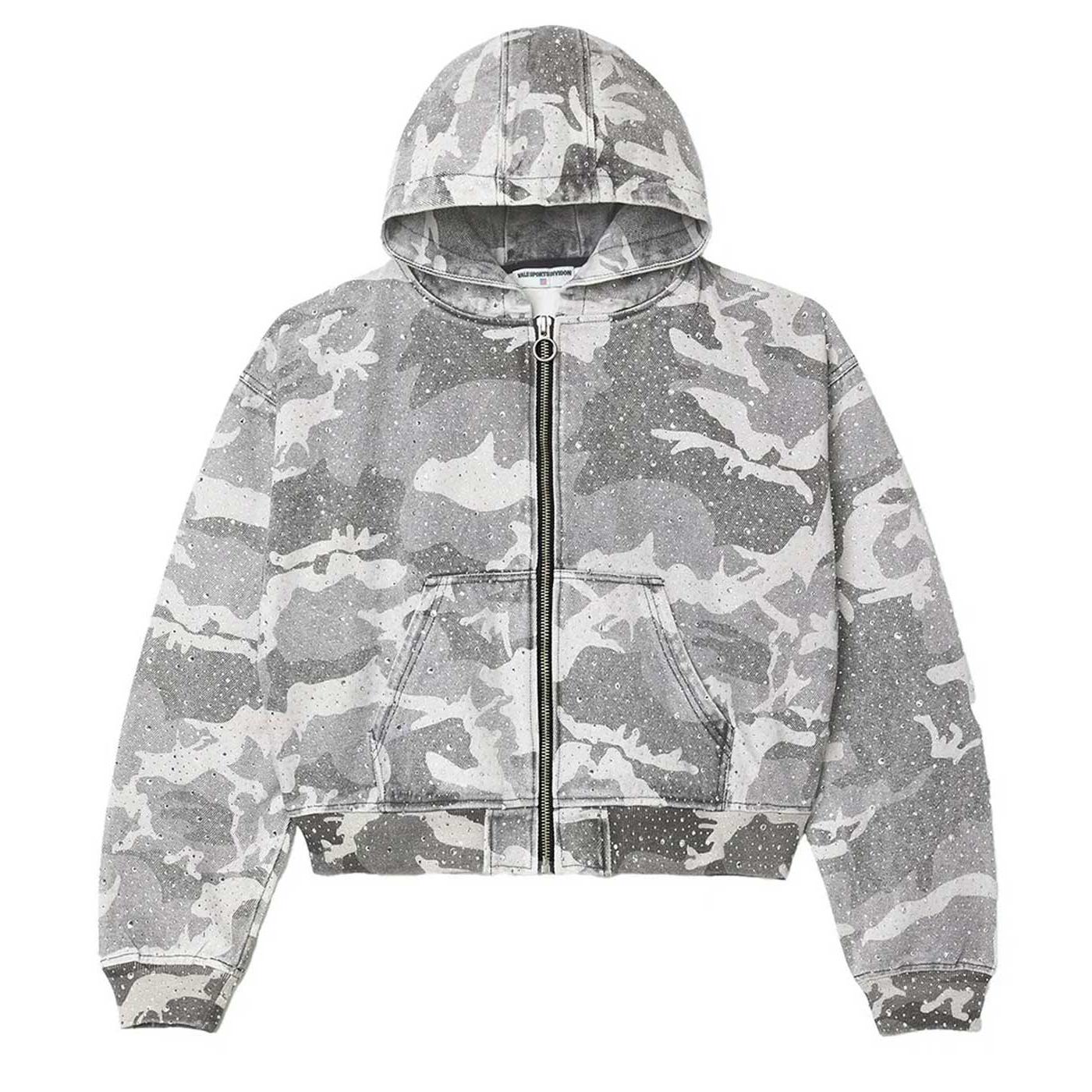 Vale Crystal Camo Work Zip Up Jacket Grey