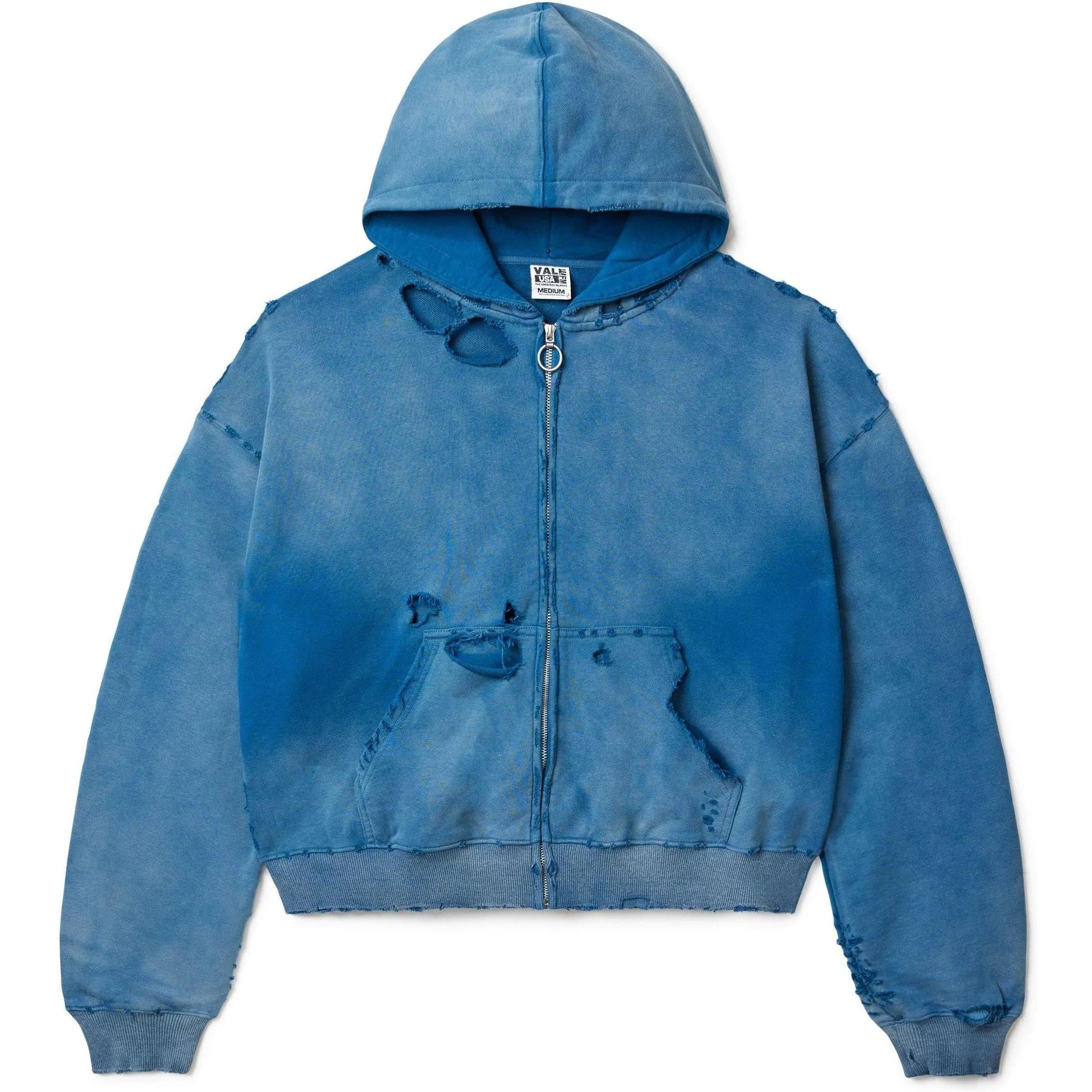Vale Forever Destroyer Zip Up Hoodie Ocean Blue