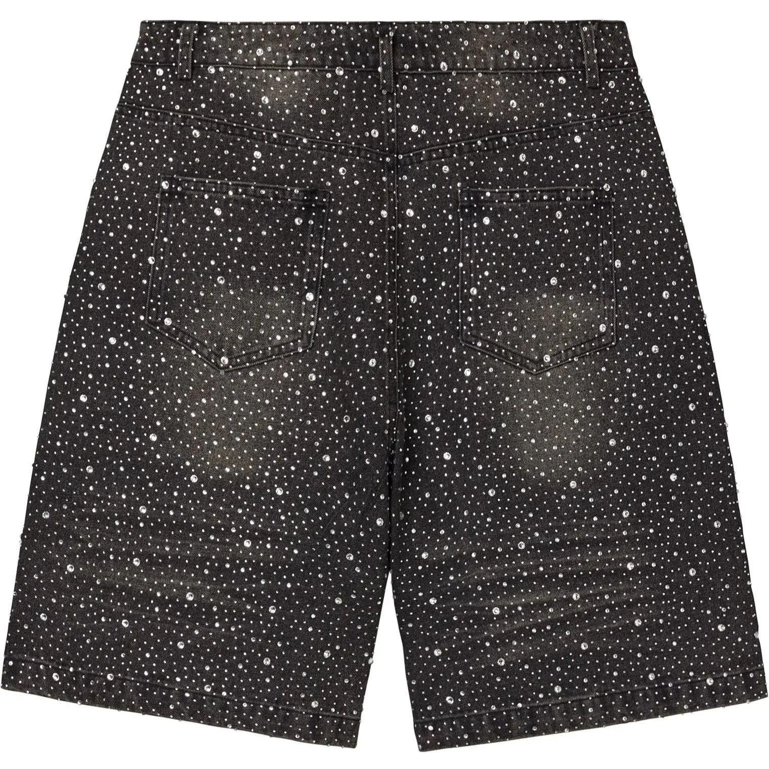 Vale Forever Rain Storm Rhinestone Jean Shorts Black