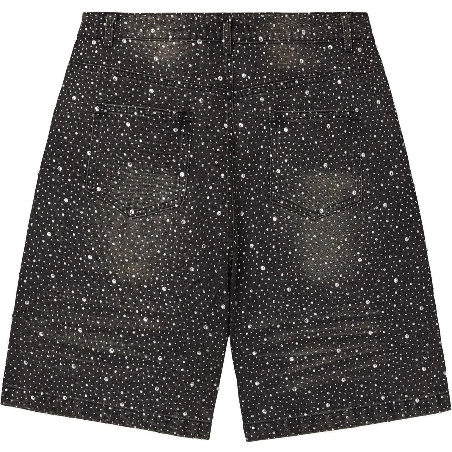 Vale Forever Rain Storm Rhinestone Jean Shorts Black