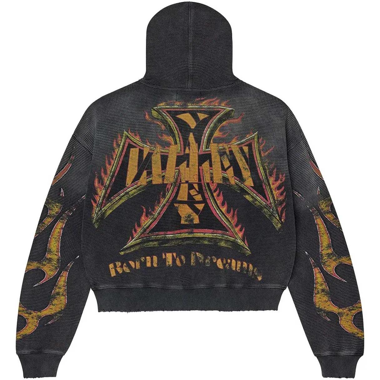 Vale Forever Reborn Waffle Zip Up Hoodie Black