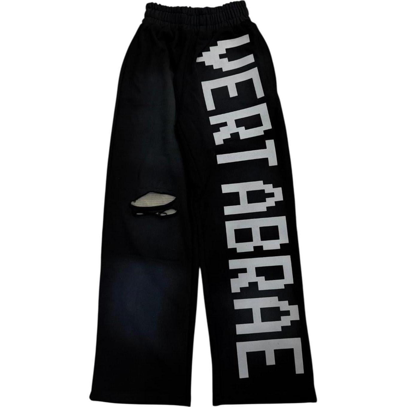 Vertabrae C2 Baggy Distressed Sweatpants Black