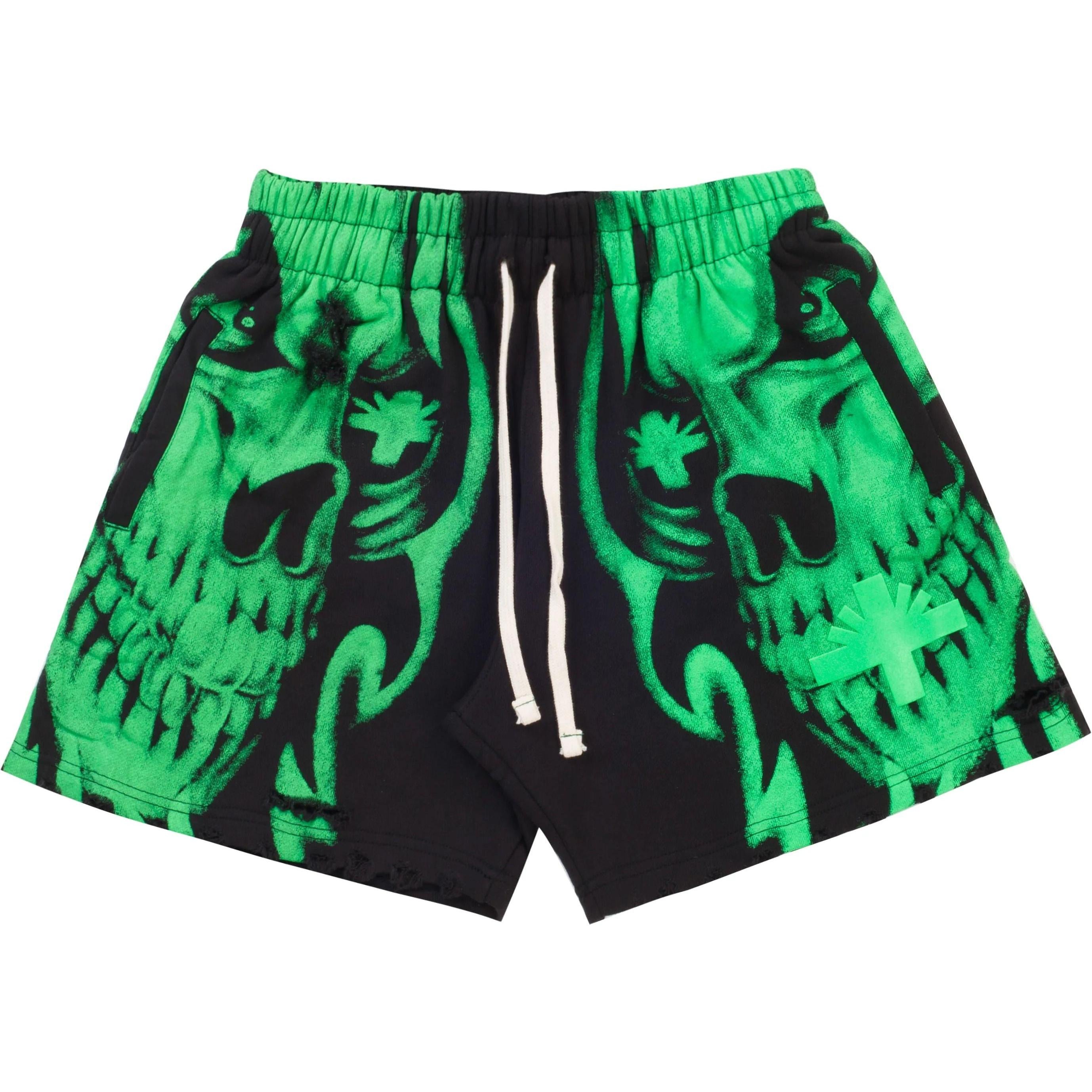 Vertabrae C4 Skull Shorts Green
