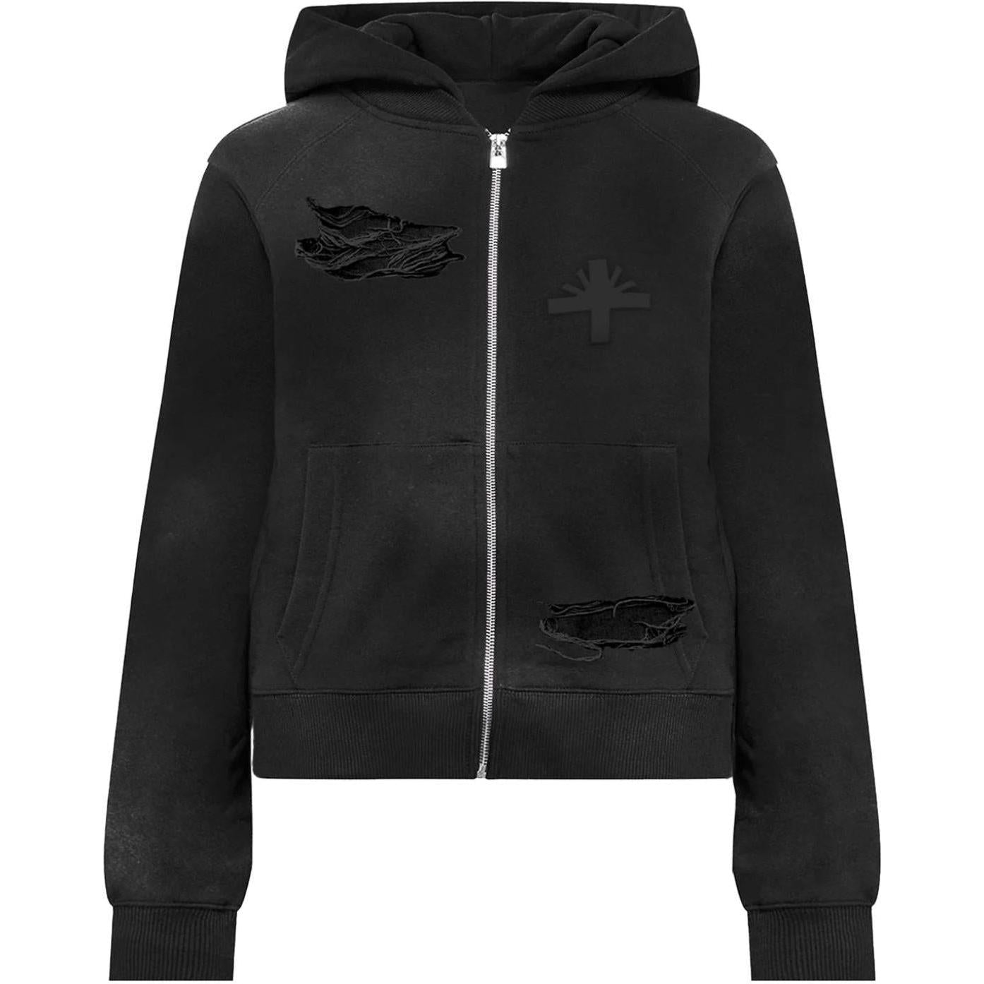 Vertabrae Classic Obsidian Full Zip-Up Hoodie Black