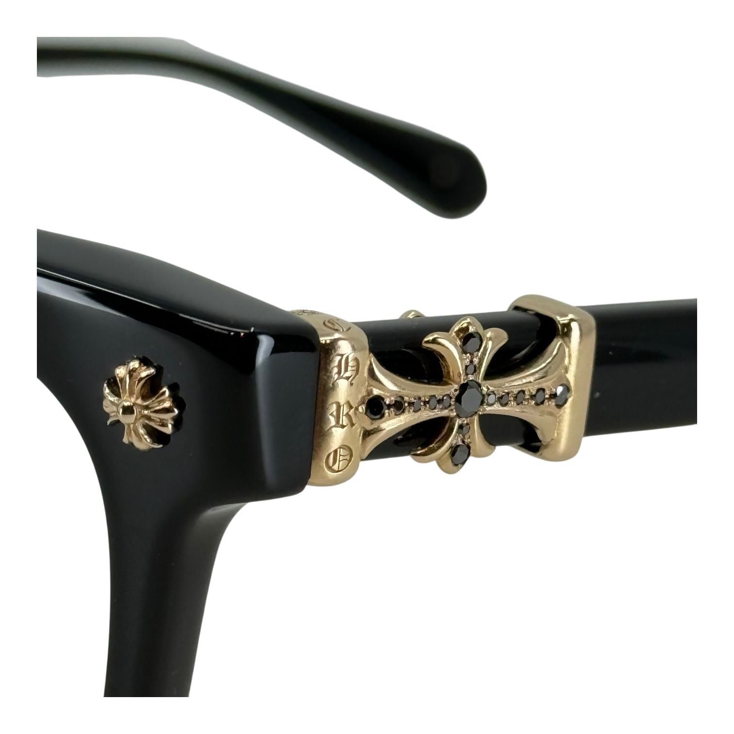 Chrome Hearts Cox Ucker Black Diamond Black/18k Gold Plated Glasses