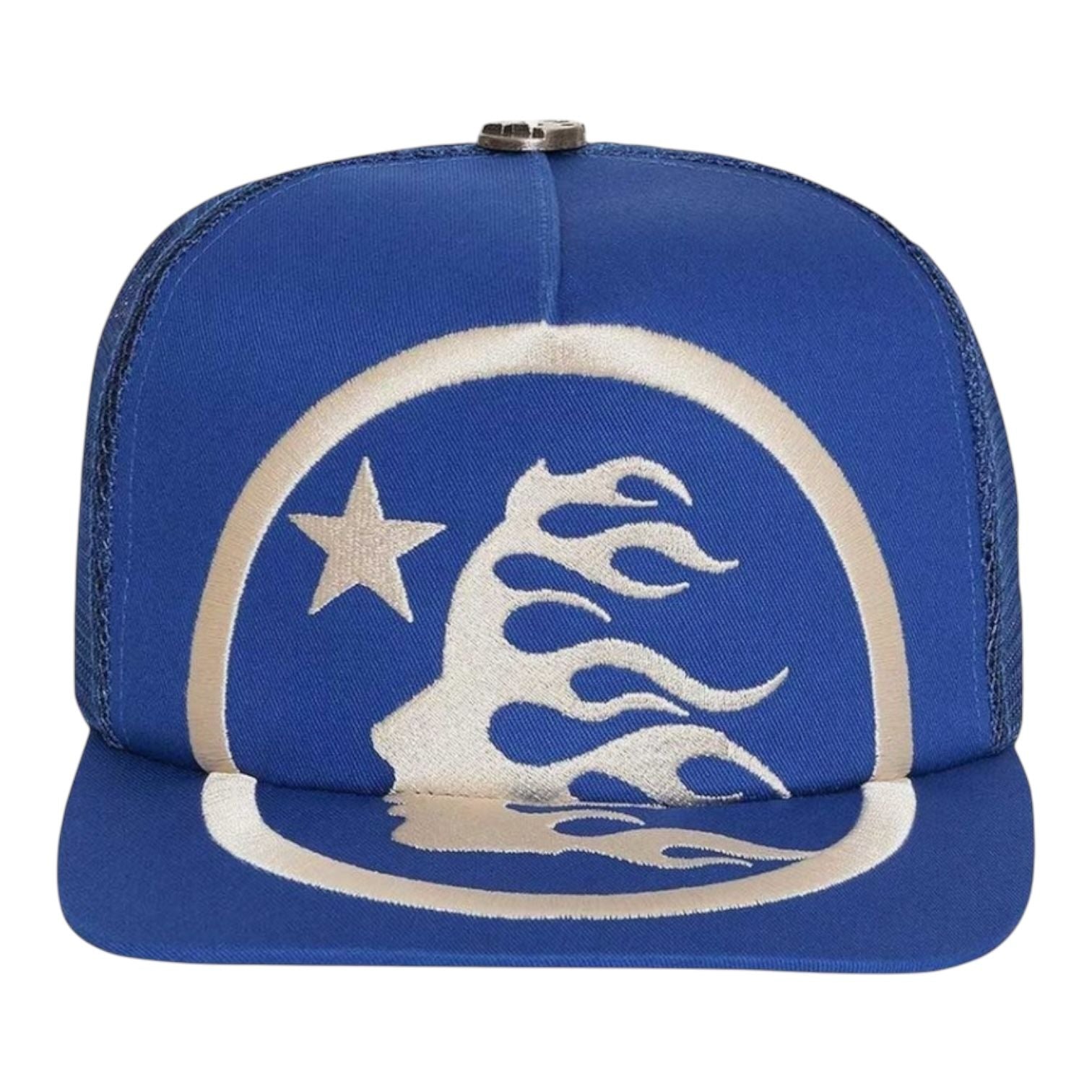Hellstar Big Logo Trucker Snapback Hat Blue
