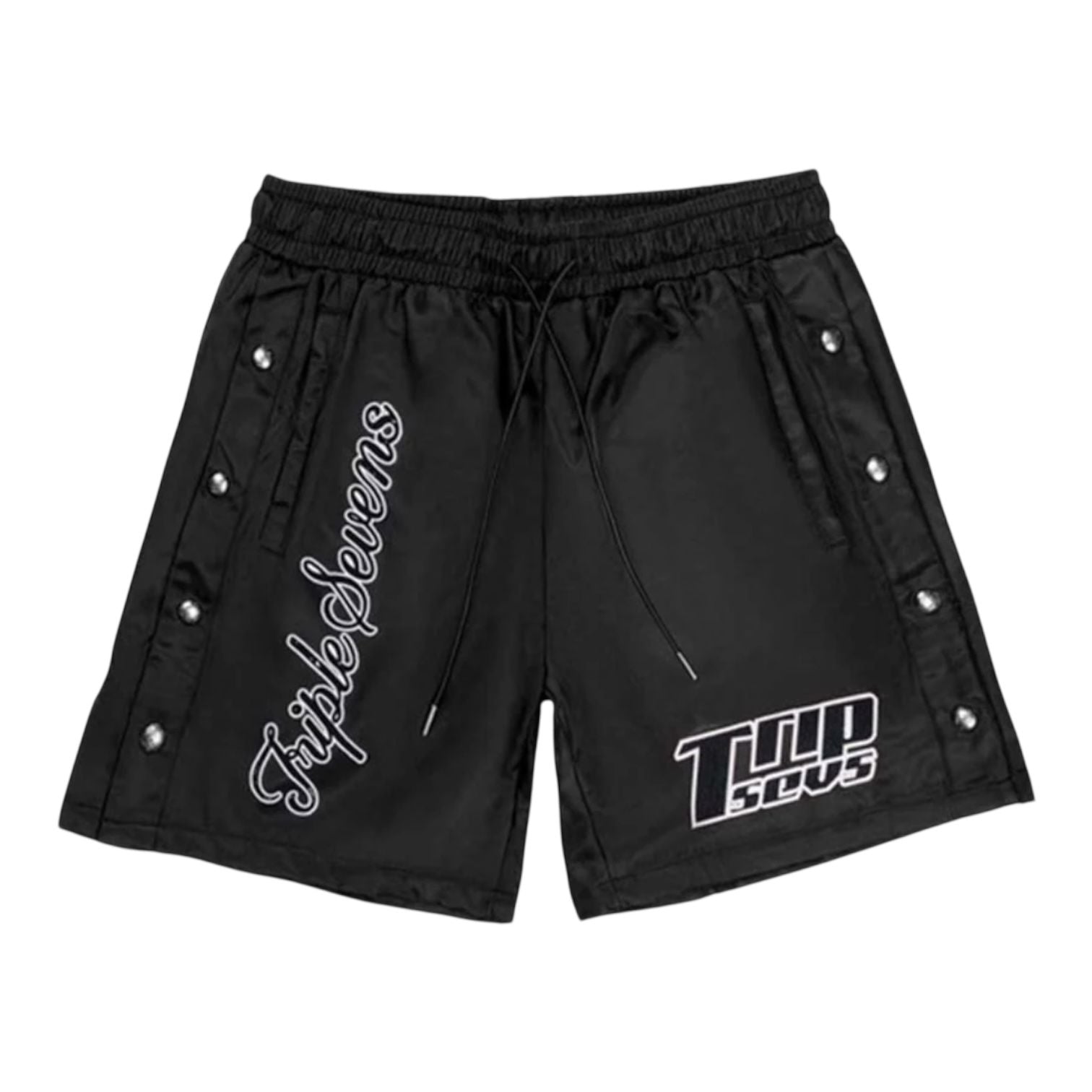 Triple Sevens Nylon Button Up Shorts Black