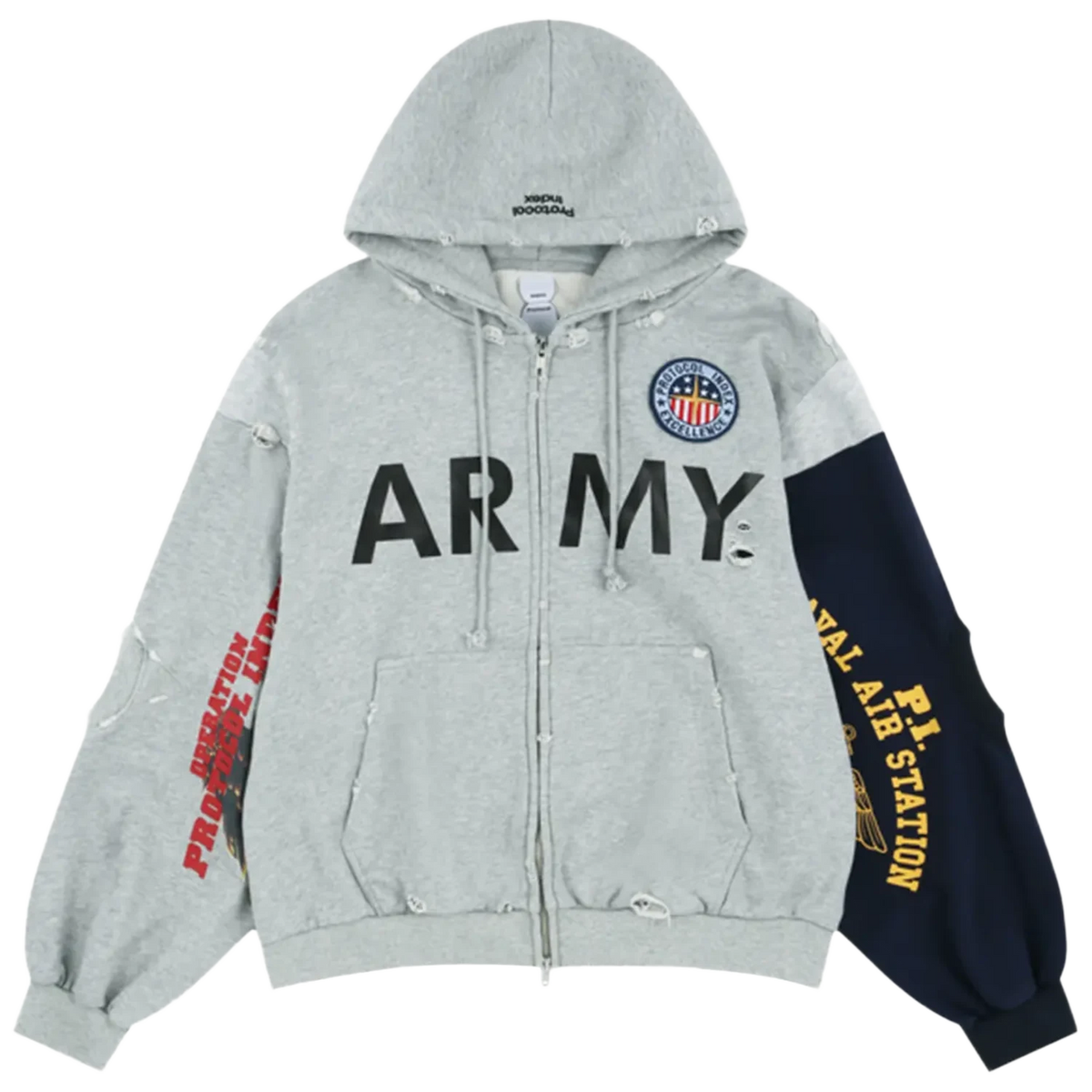 Protocol Index Reconstructed Zip Hoodie Grey