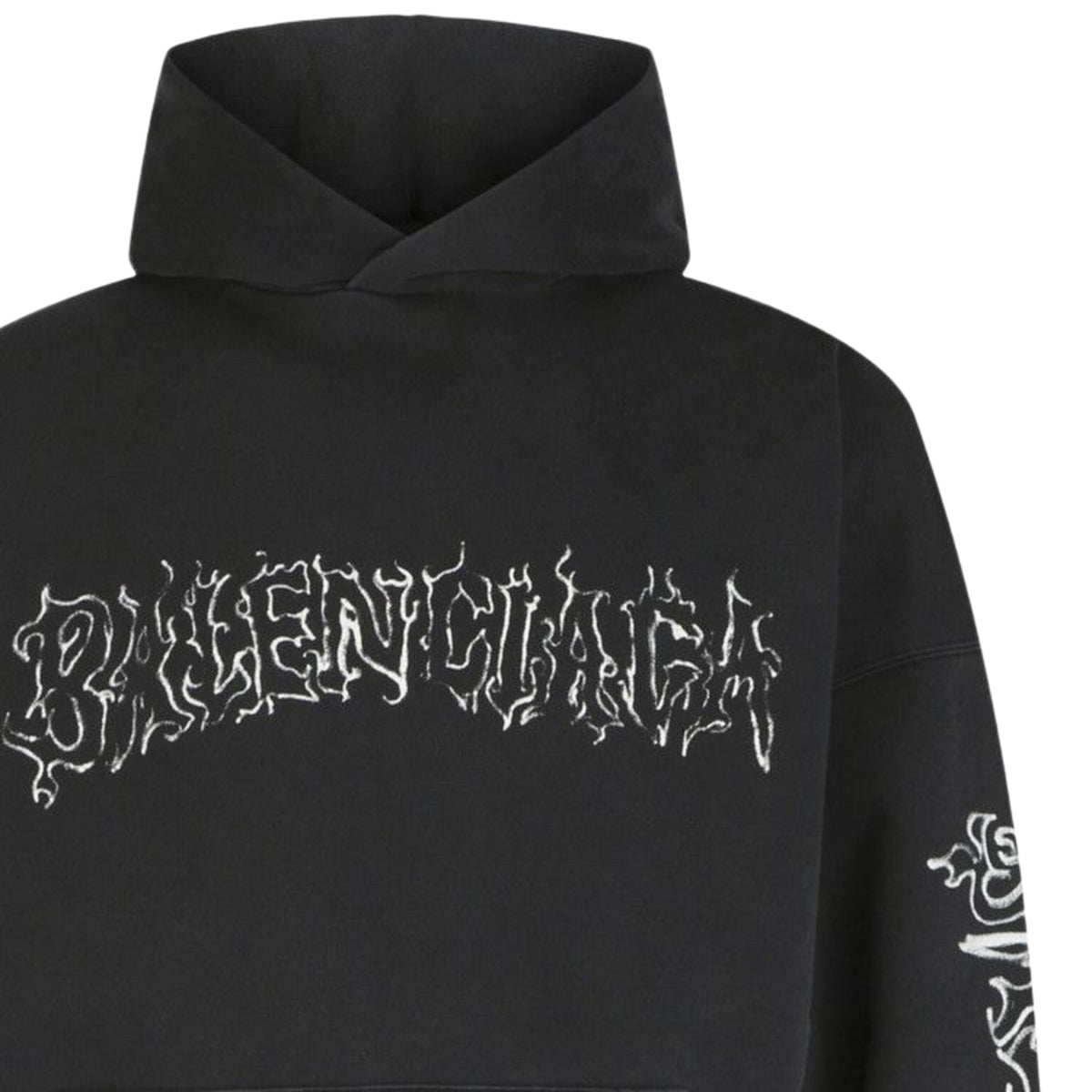 Balenciaga DIY Metal Logo Hoodie Faded Black/White