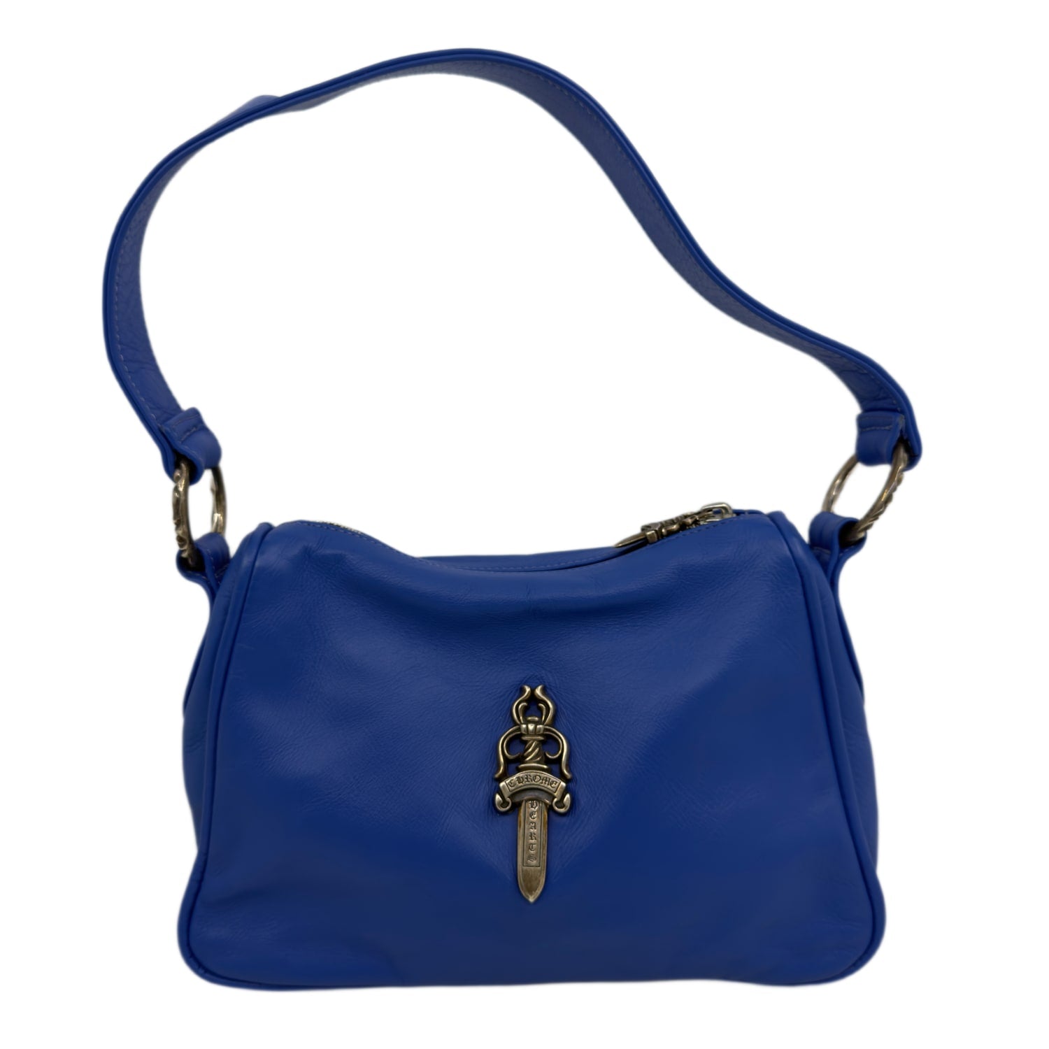 Chrome Hearts Silver Dagger Electric Blue Chicken Nugget Calfskin Leather Bag