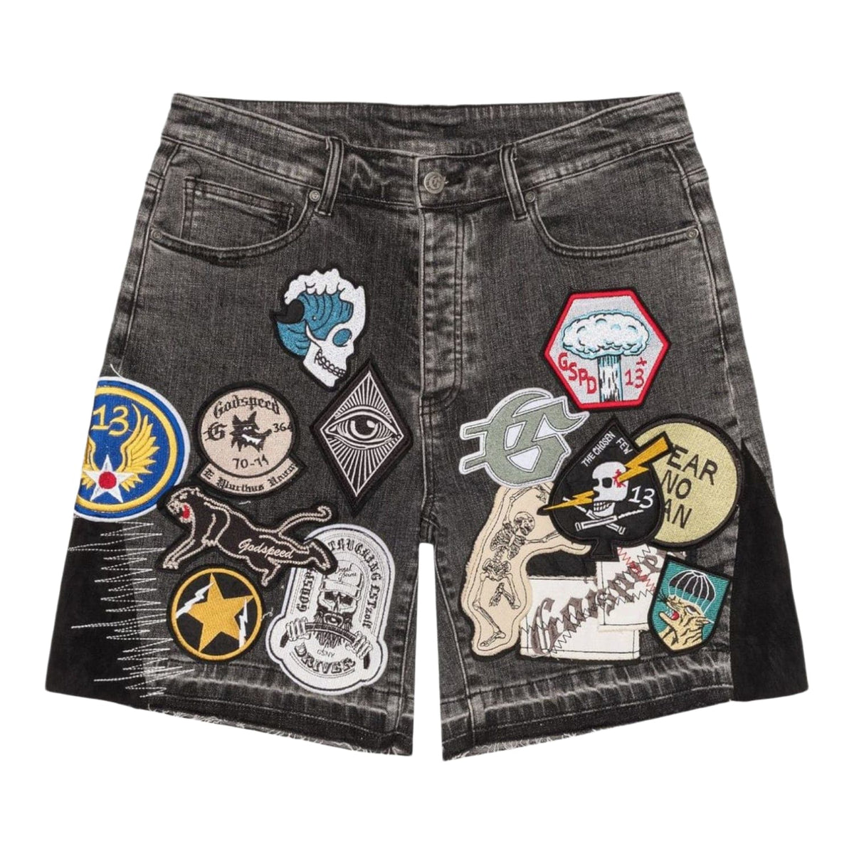 Godspeed Patchwork Denim Shorts V2 Grey
