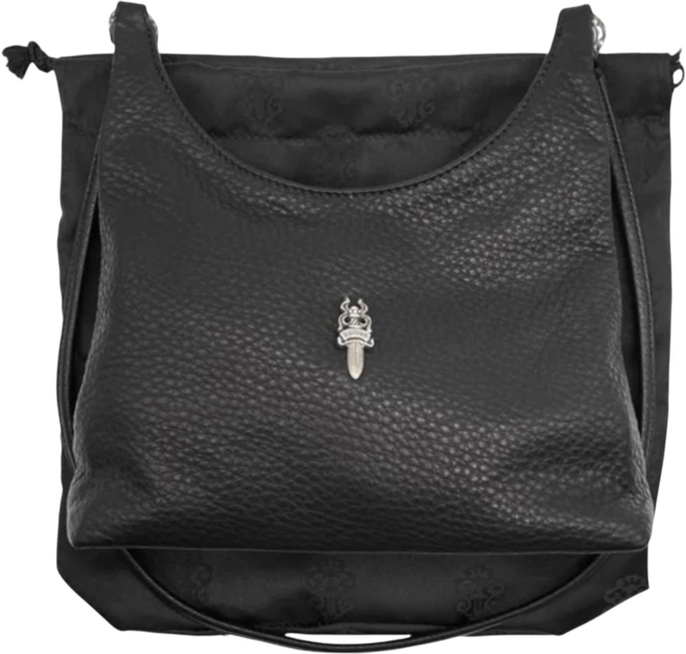 Chrome Hearts VIV Dagger Leather Shoulder Bag Black