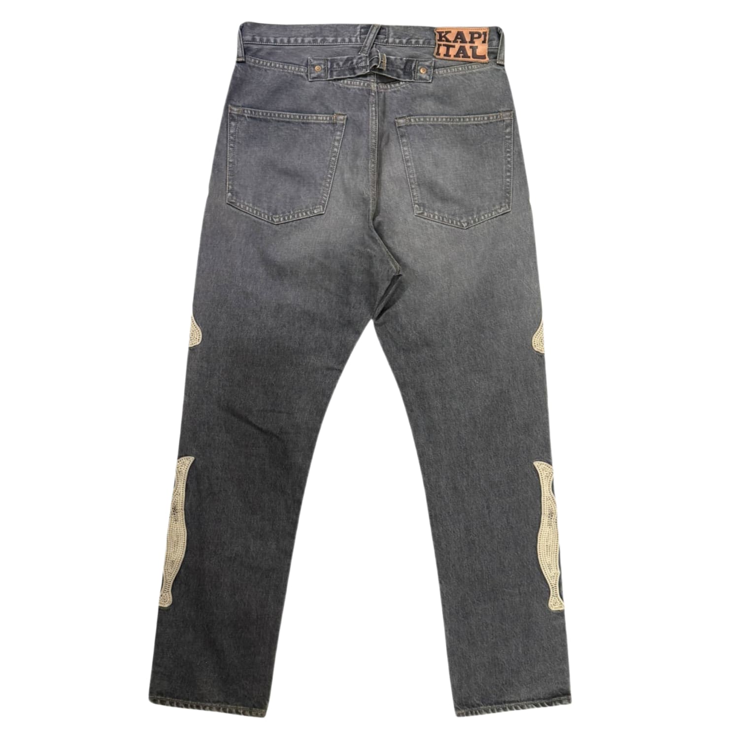 Kapital Bone Embroidered Denim Pants Black
