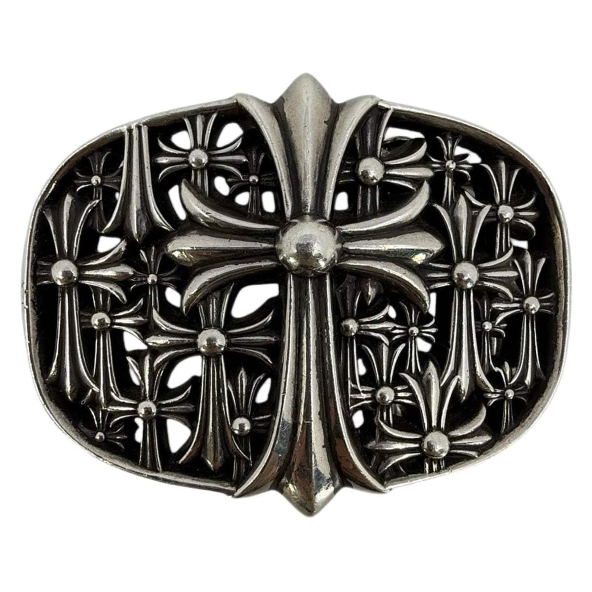 Chrome Hearts Silver Cemetery Cross Belt Buckle