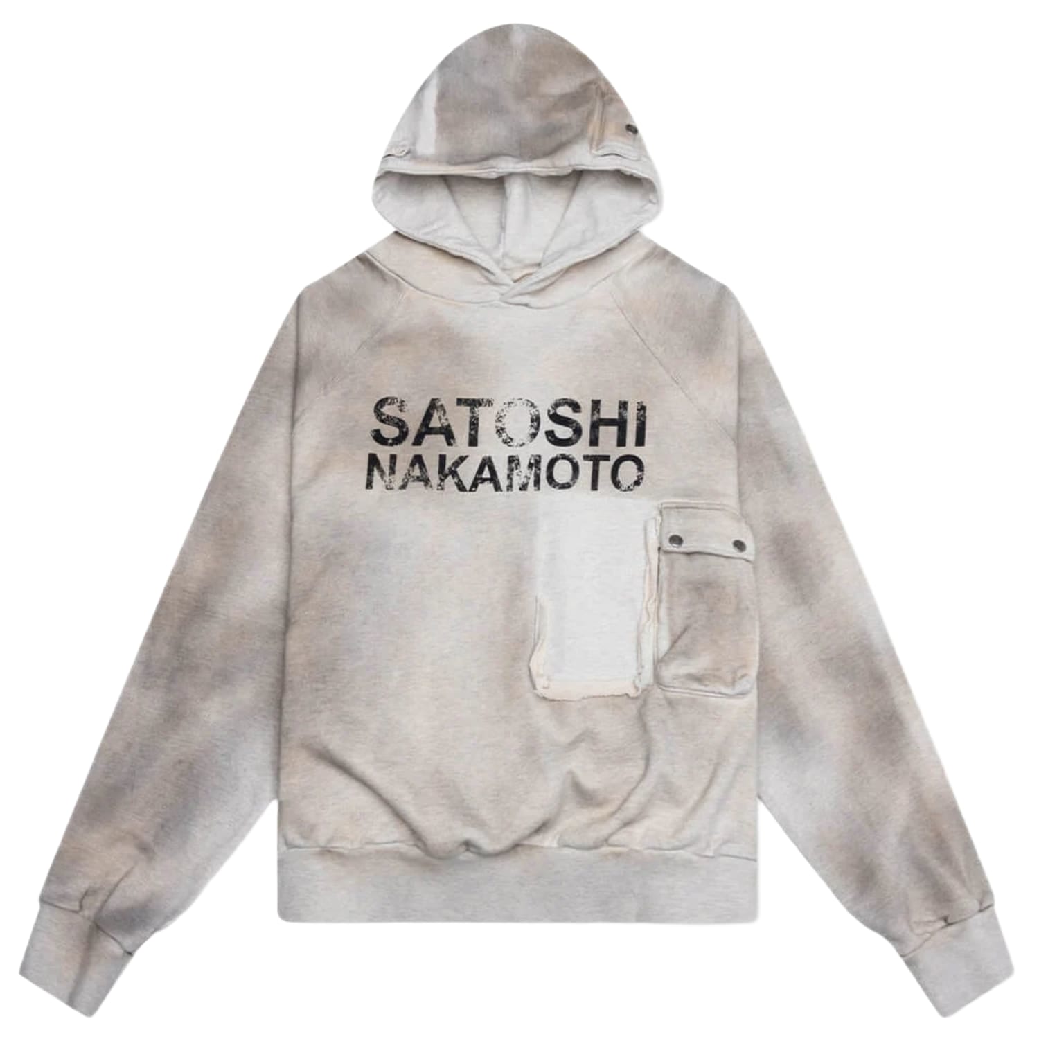 Satoshi Nakamoto Cargo Hoodie Dirty White