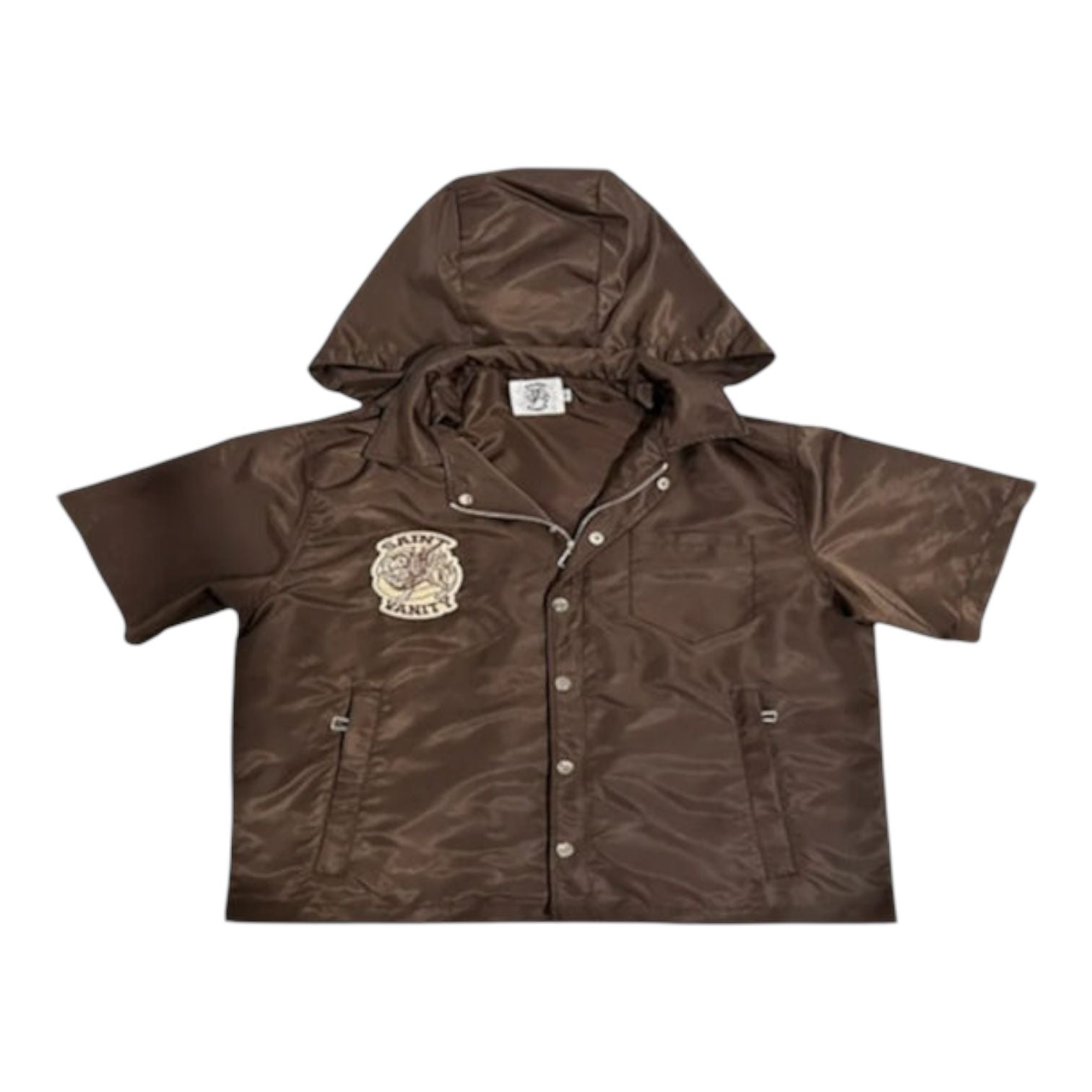 Saint Vanity Nylon Hooded Zip Up Jacket Brown