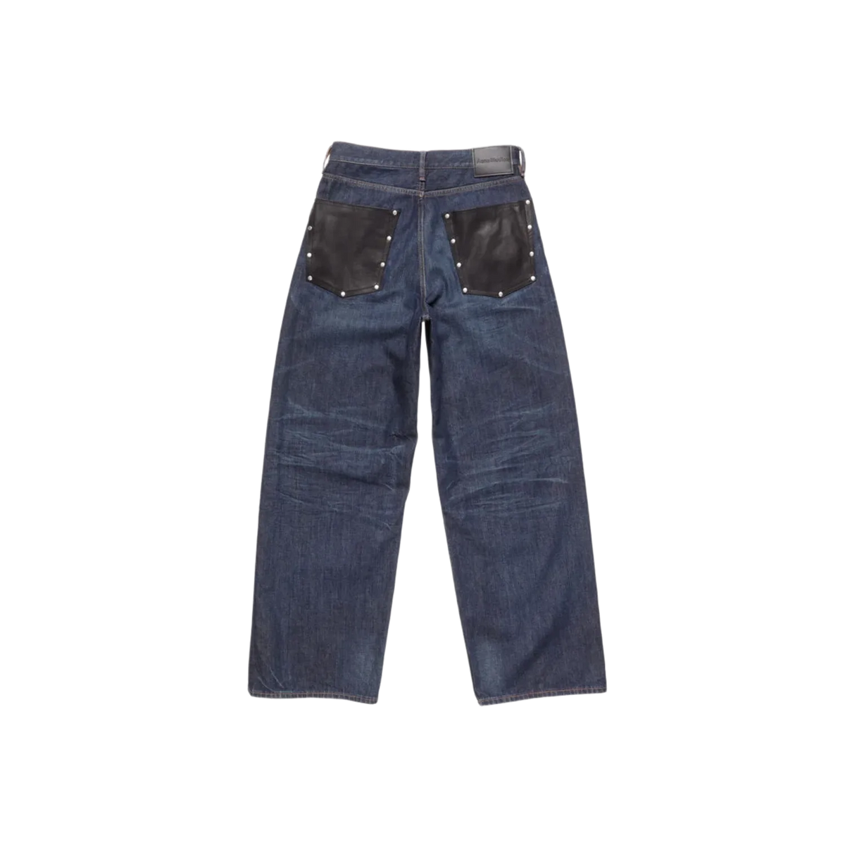 Acne Studios Wide Leg Leather Trimmed Jeans