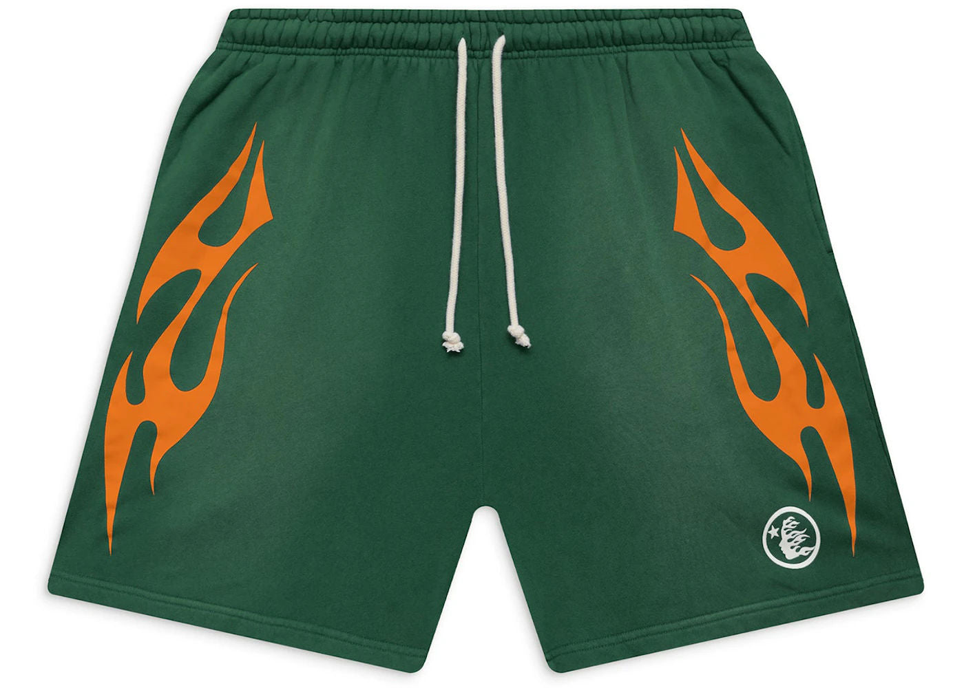 Hellstar Flame Shorts Green Orange