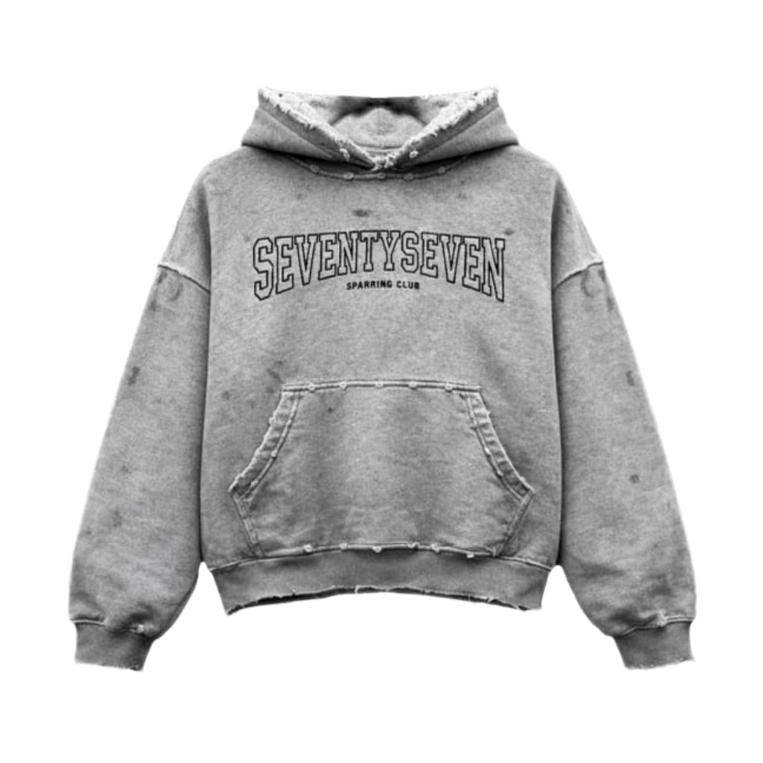 77 Studios Sparring Club Distressed Hoodie Grey
