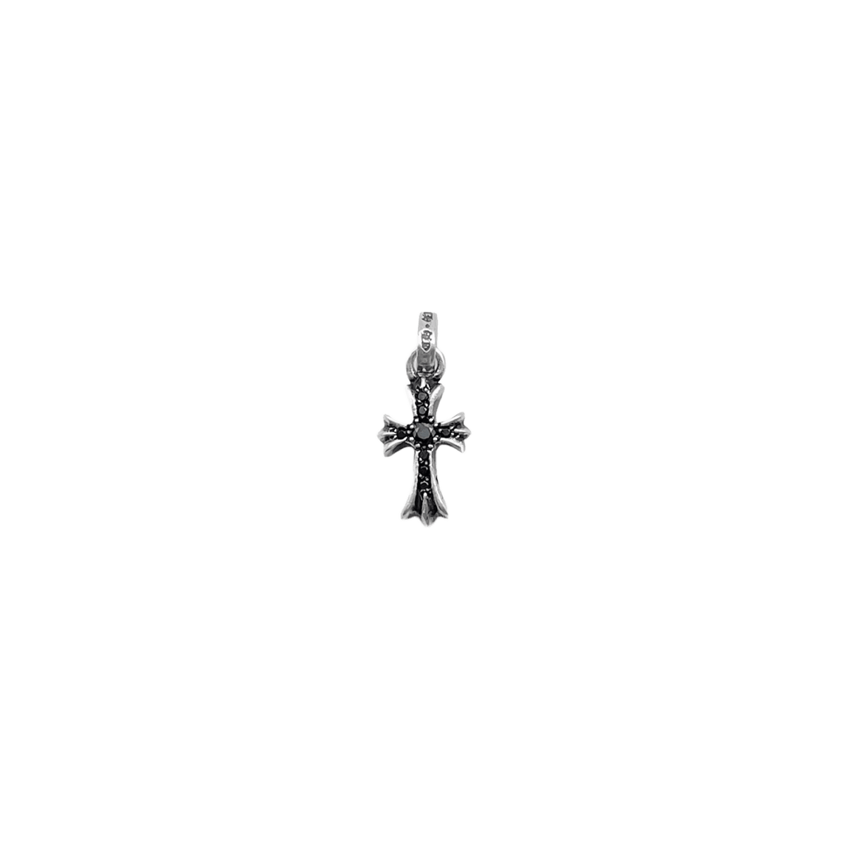 Chrome Hearts Silver Baby Fat Pendant Black Diamond