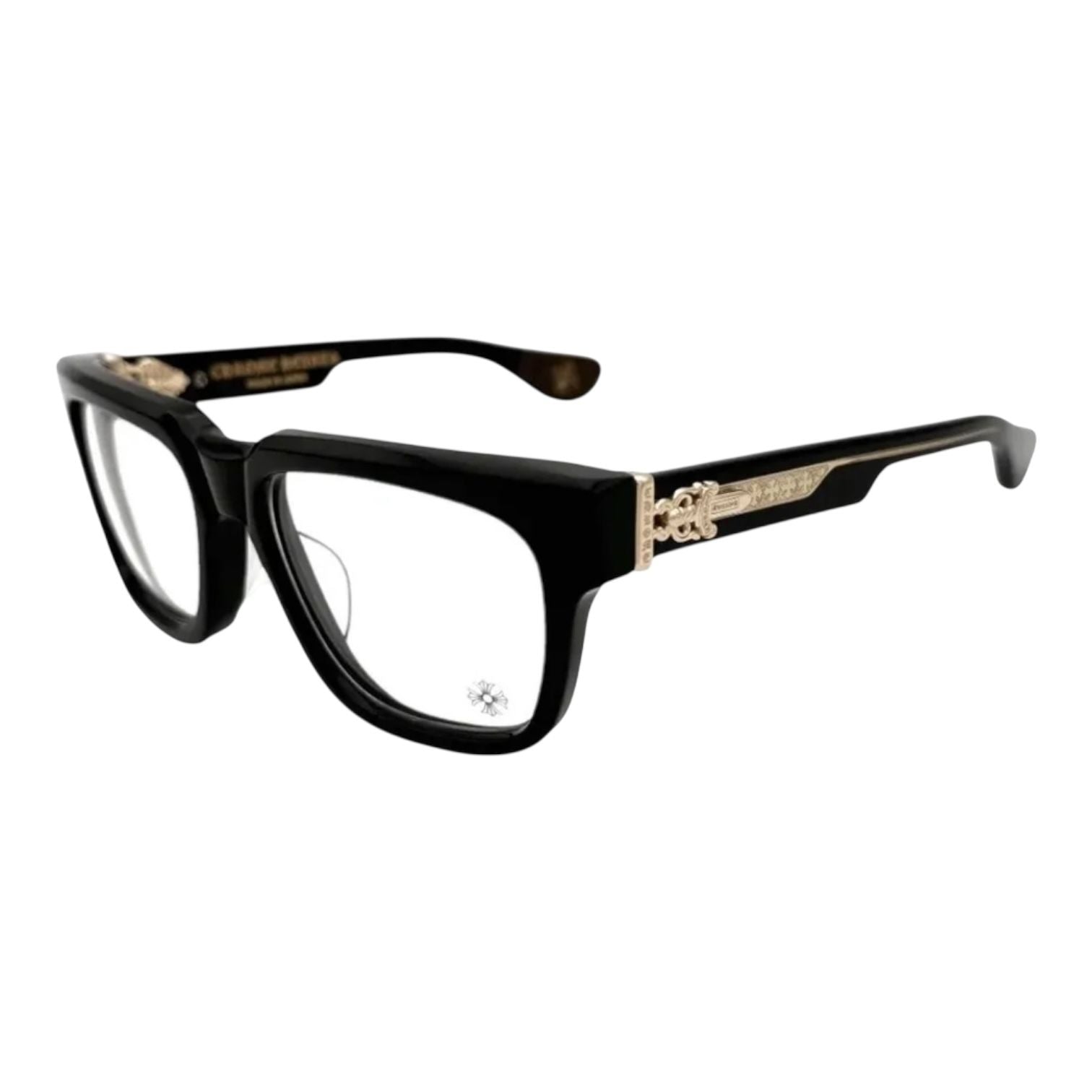 Chrome Hearts Box Officer Black/18k Gold Plated Glasses