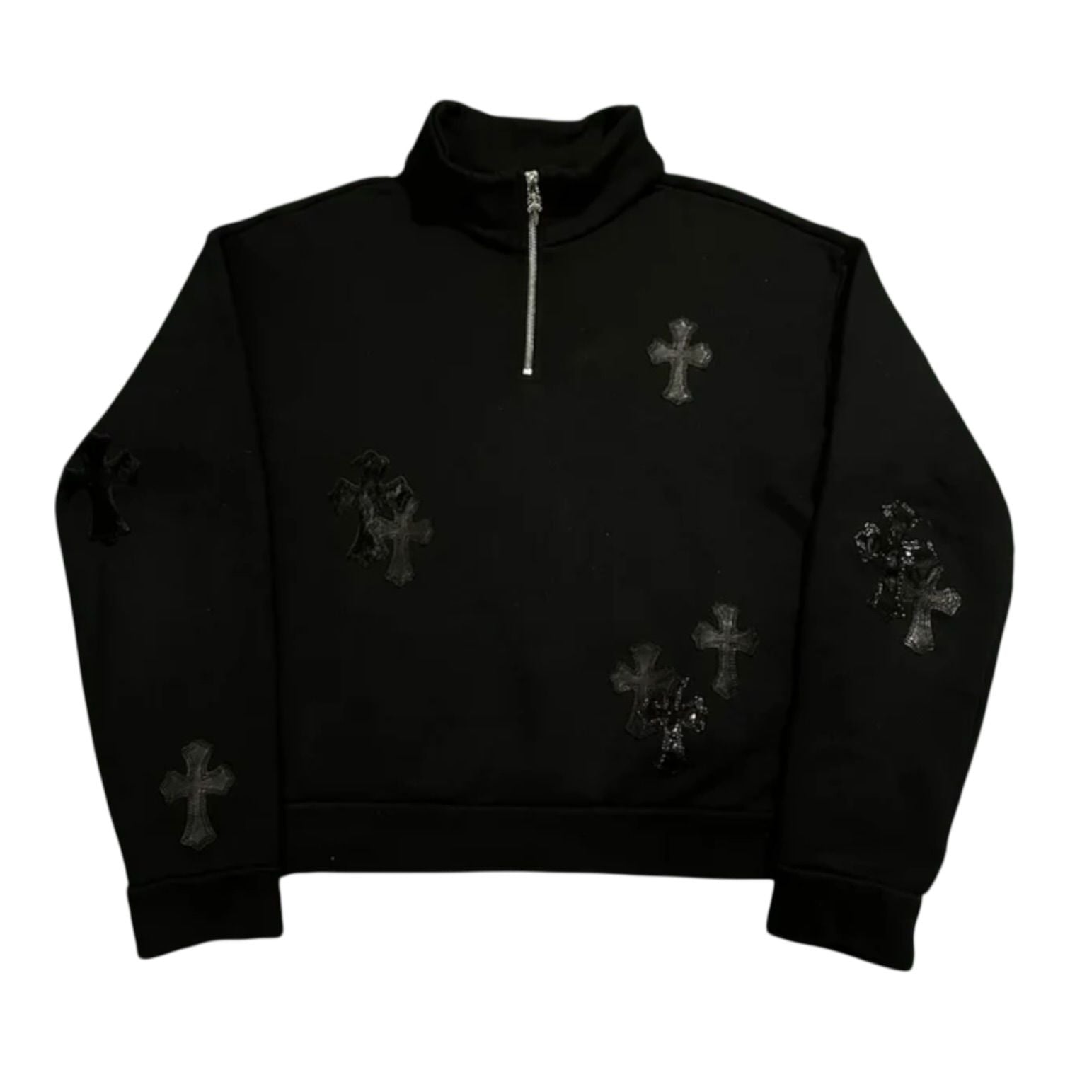 Chrome Hearts Flooded Cross Patch Quarter Zip Black