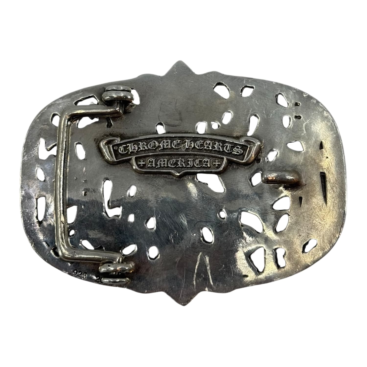 Chrome Hearts Silver Cemetery Cross Belt Buckle