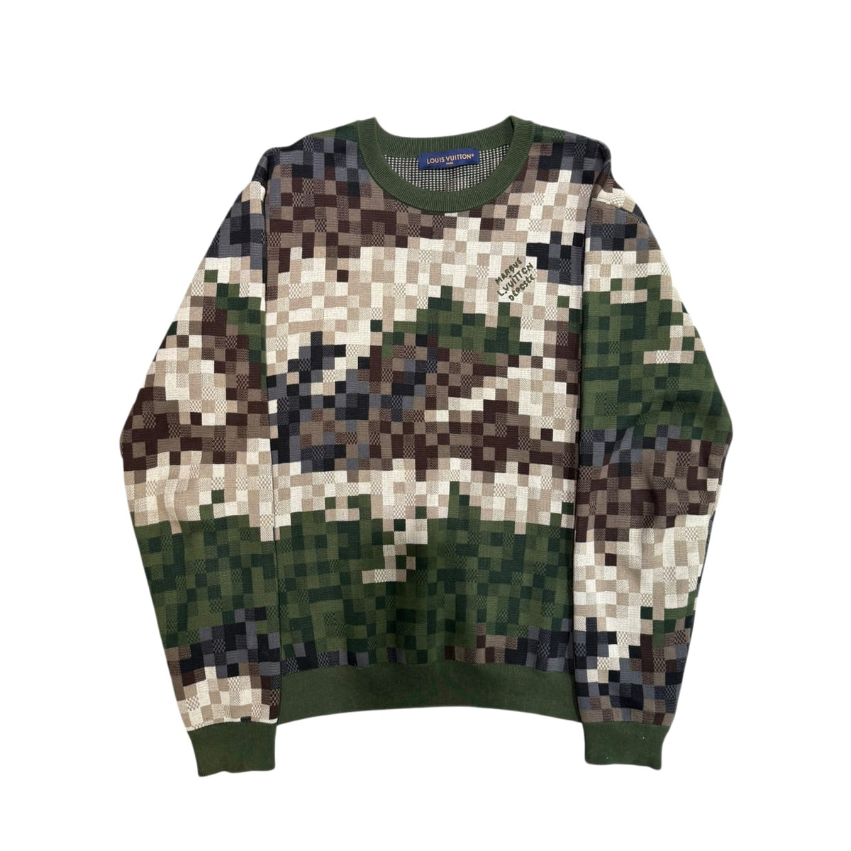 Louis Vuitton Damier Damoflage Cotton Jacquard Pullover Green Damoflage Damier