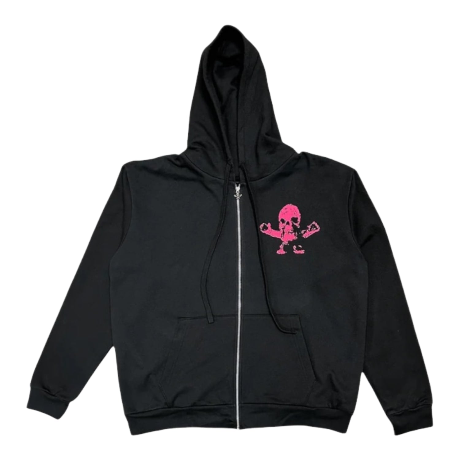 Chrome Hearts Foti Pink Harris Skull Zip-Up Hoodie Black