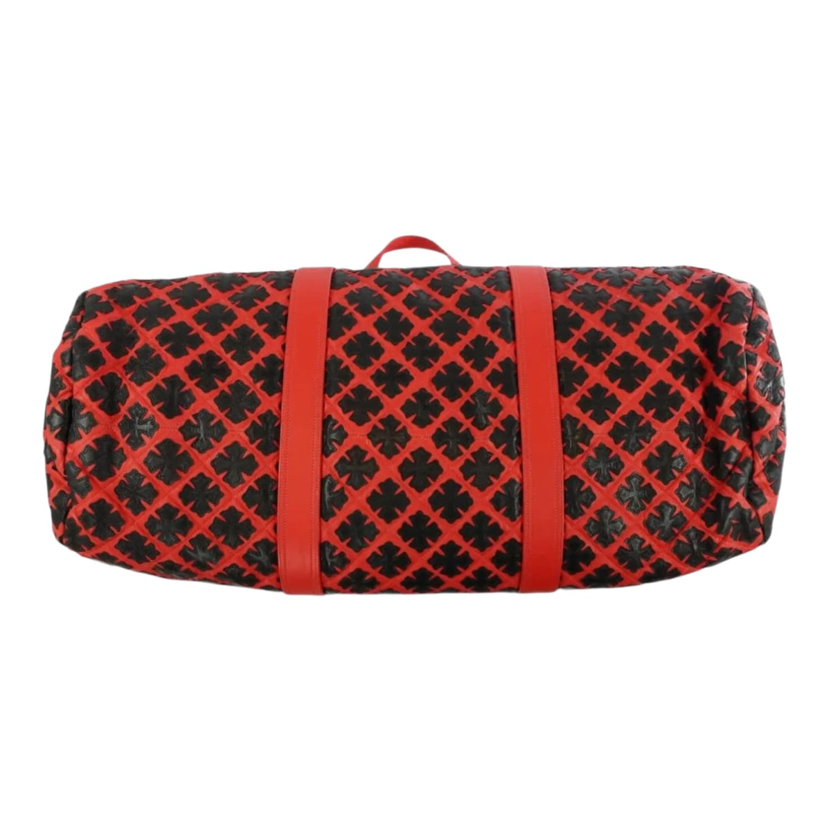 Chrome Hearts Red Leather All Over Black Crosses Duffle Bag