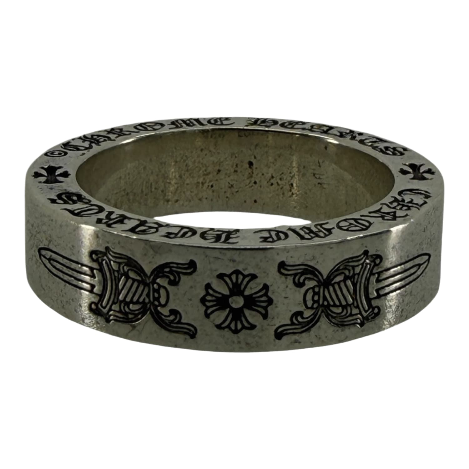 Chrome Hearts Silver Dagger Spacer Ring - US Size 7