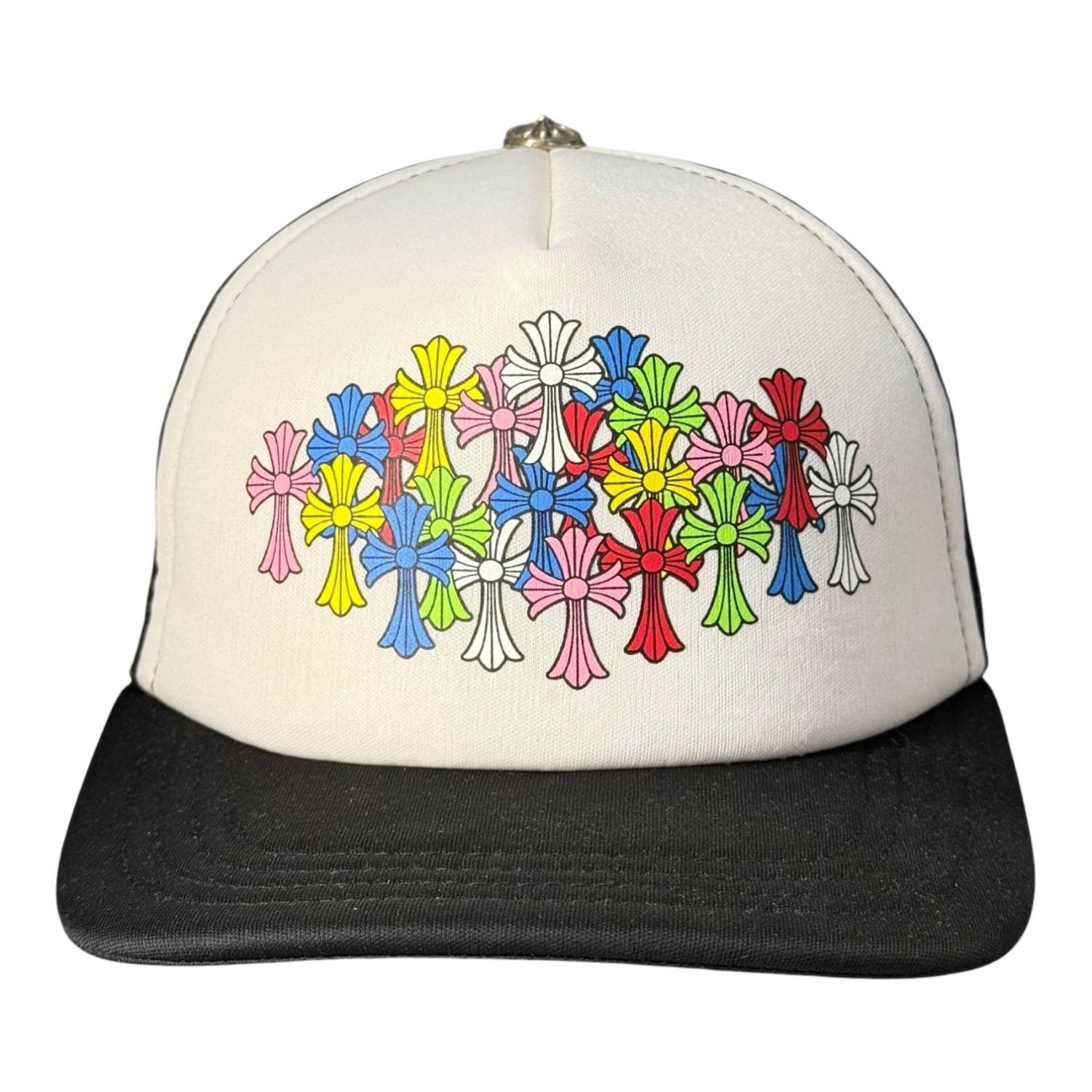 Chrome Hearts Multi Color Crosses Trucker Hat Black/White
