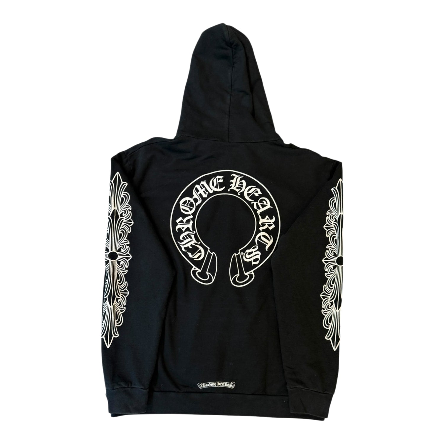 Chrome Hearts Horseshoe Floral Cross Sleeve Zip Up Hoodie Black