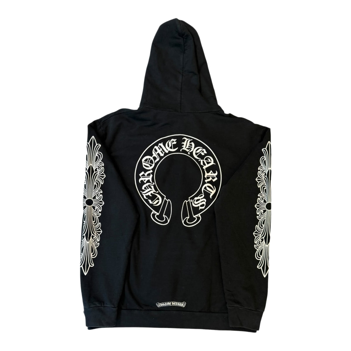 Chrome Hearts Horseshoe Floral Cross Sleeve Zip Up Hoodie Black
