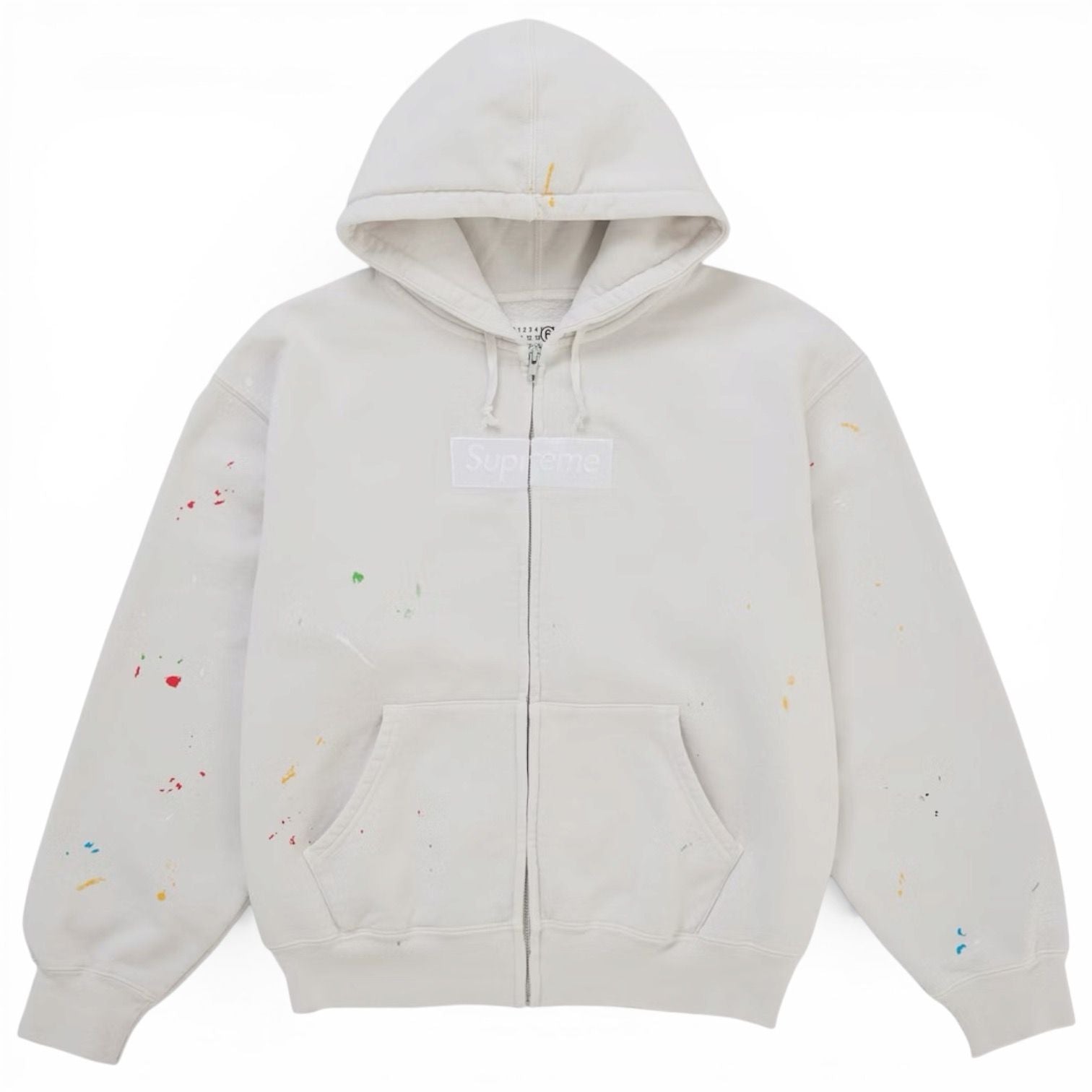 Supreme MM6 Maison Margiela Box Logo Zip Up Hooded Sweatshirt White