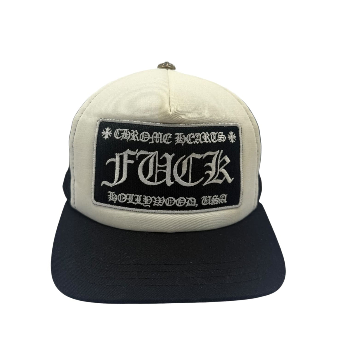 Chrome Hearts FUCK Hollywood Trucker Hat Black/White