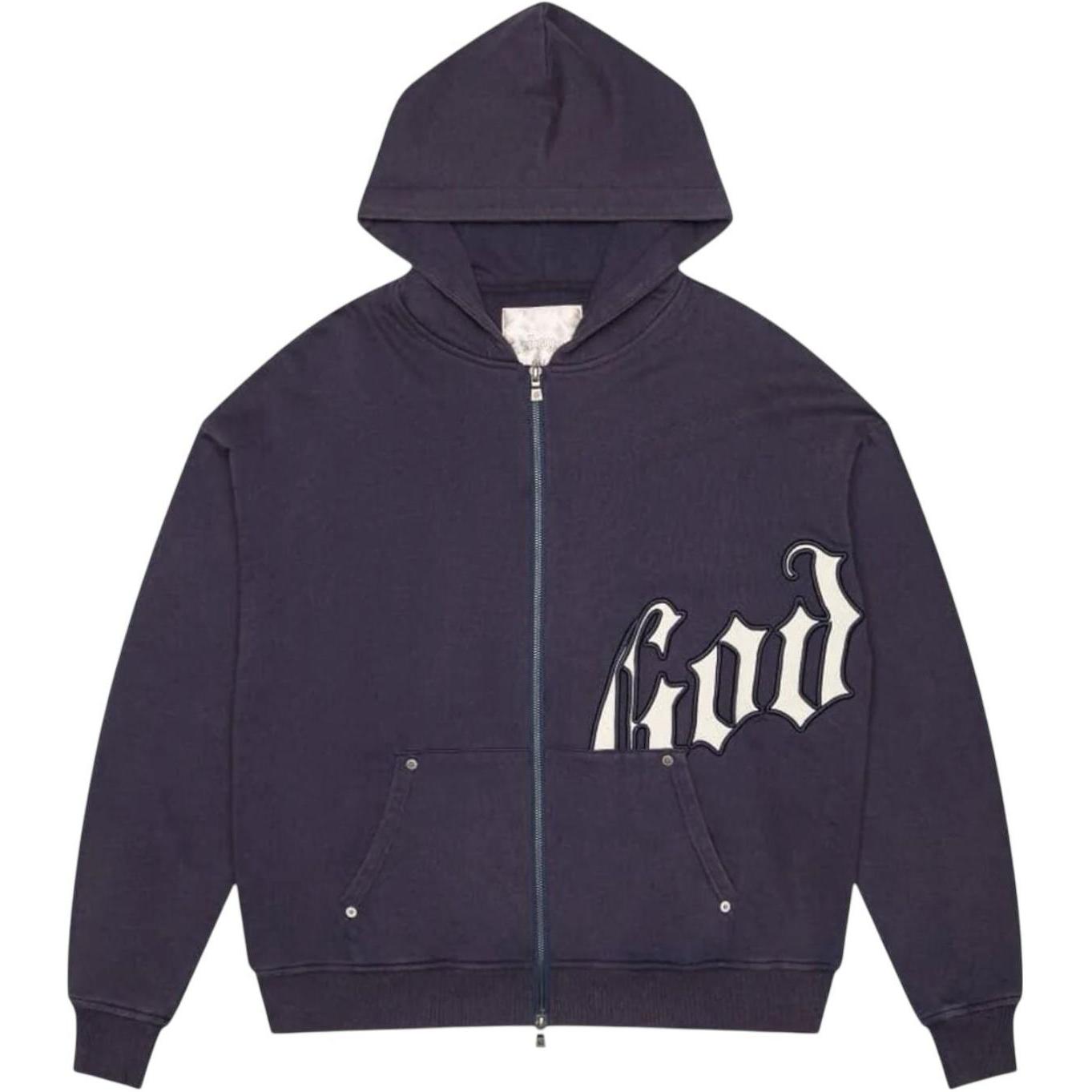 Godspeed OG Logo V2 Zip Up Hoodie Navy/Silver