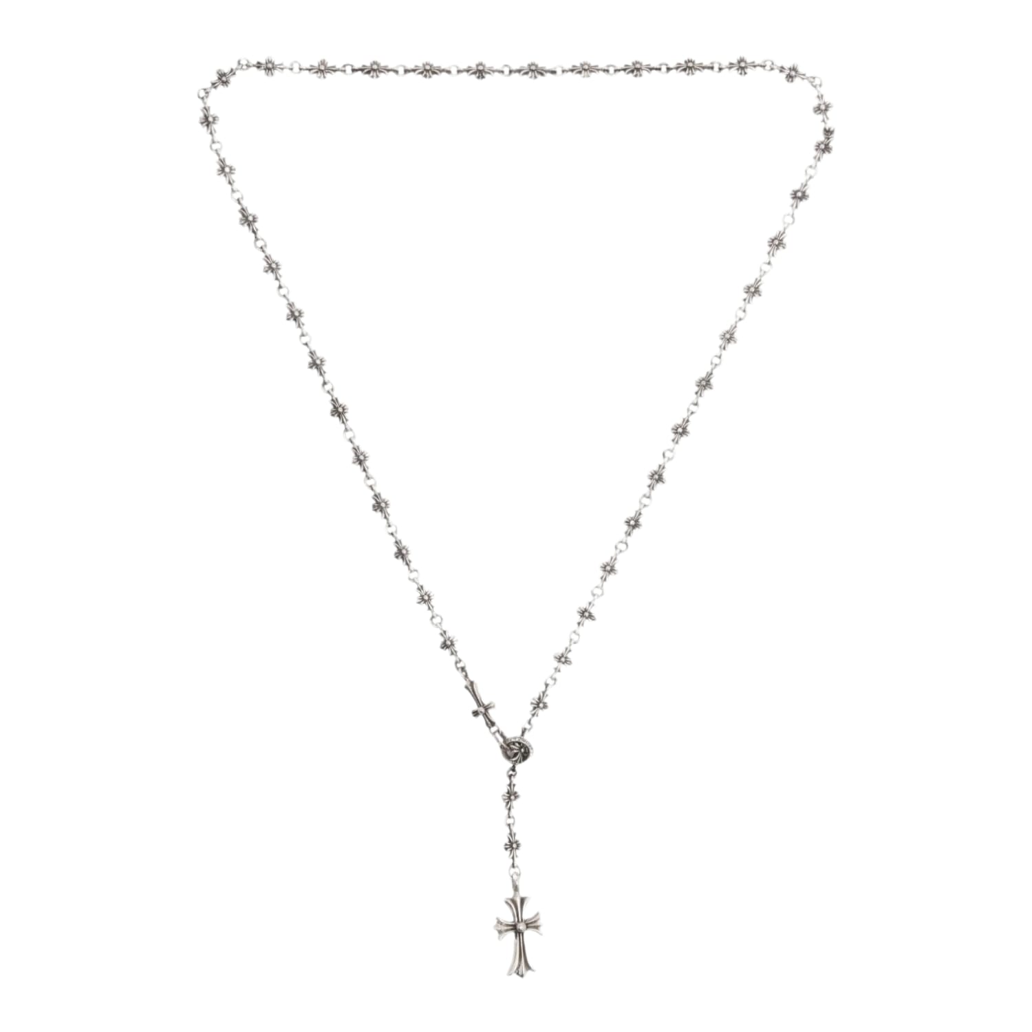 Chrome Hearts Silver Tiny E Rosary Necklace
