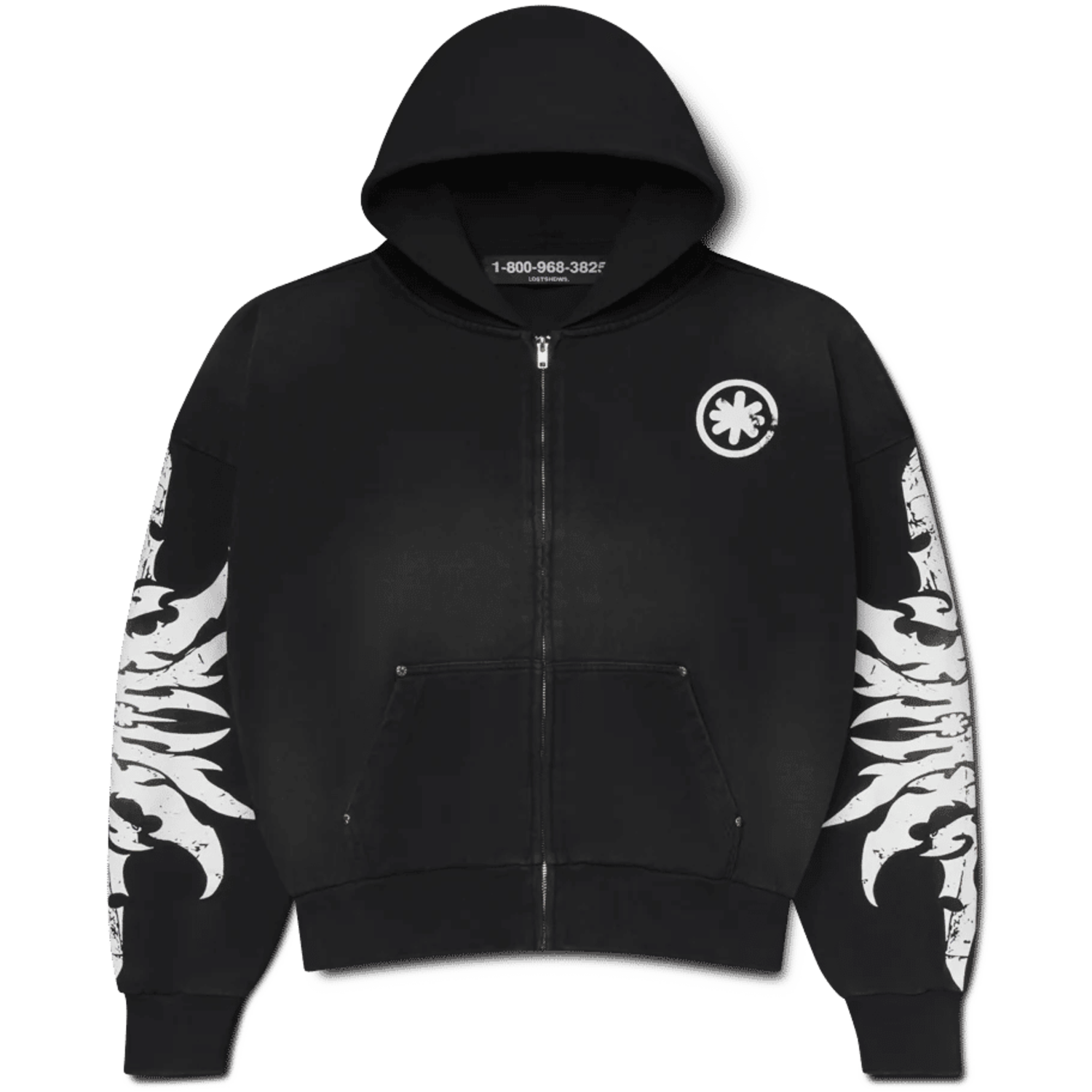 LostShdws Complex Con Exclusive Acid Wash Zip Up Hoodie Black