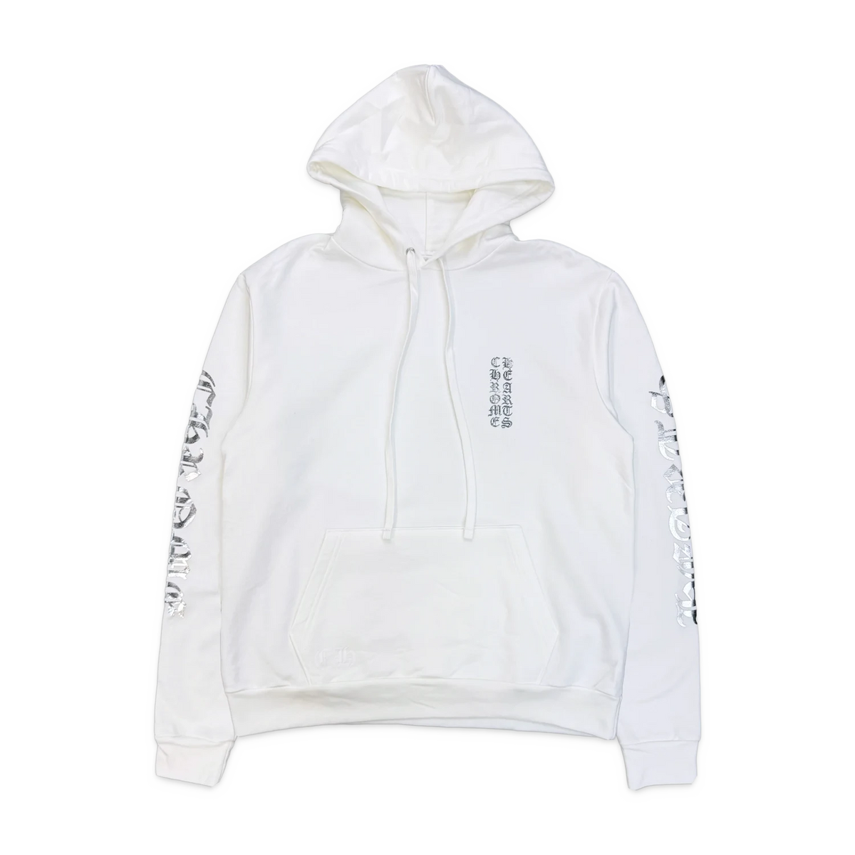 Chrome Hearts Foil Vertical Logo Hoodie White